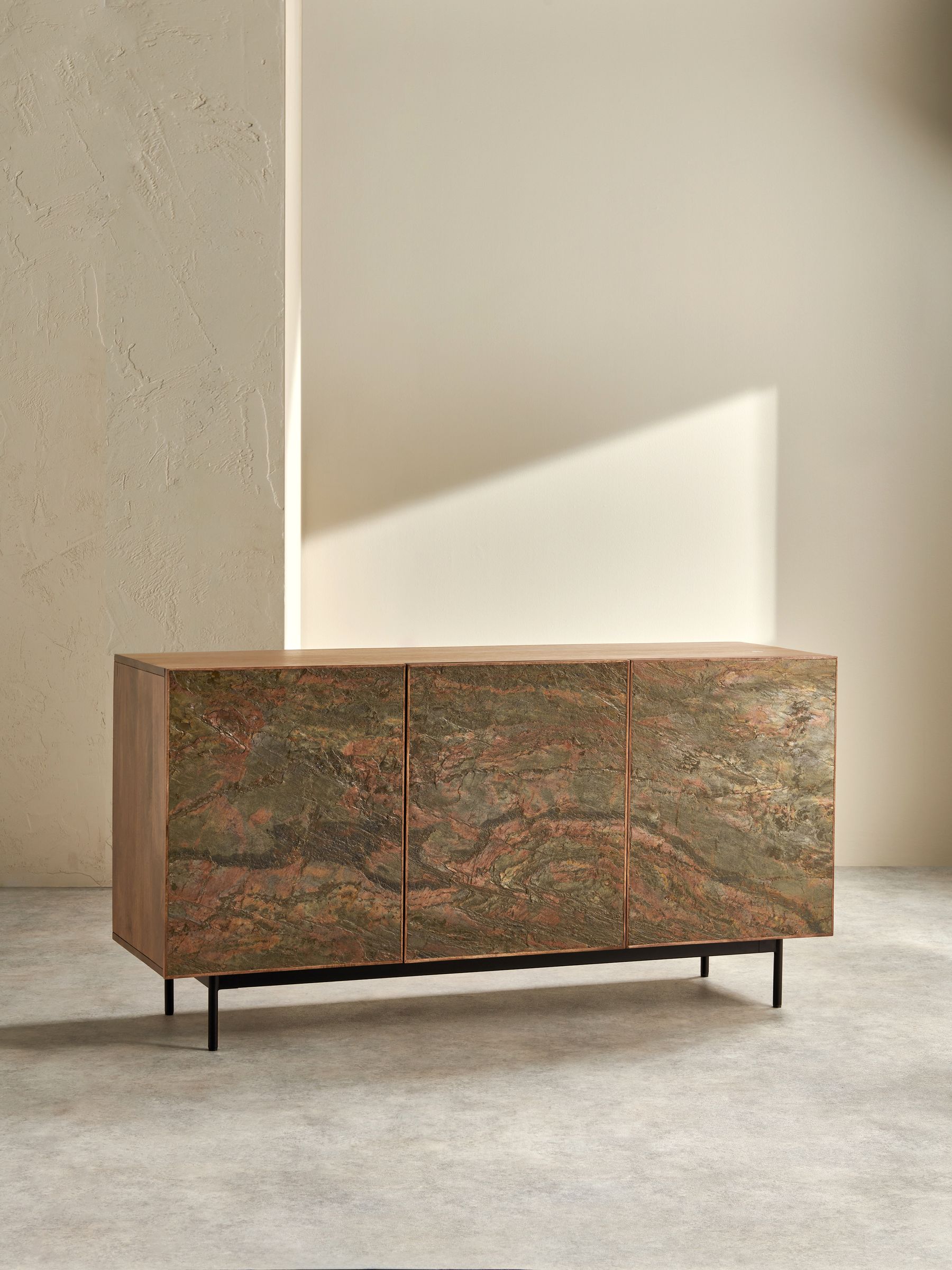 Dilan Large Sideboard in Mango Wood Stone Veneer - Image 2 of 6