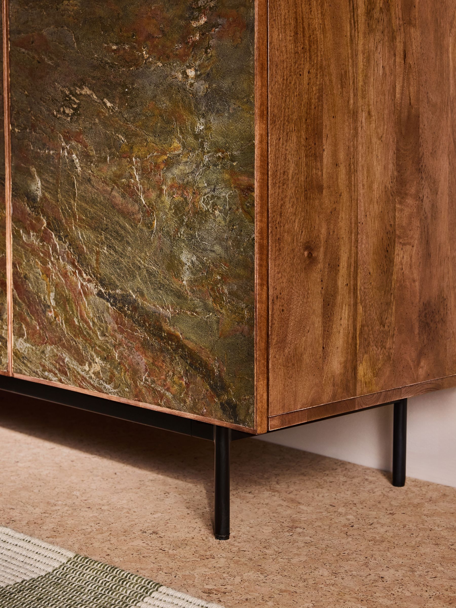 Dilan Large Sideboard in Mango Wood Stone Veneer - Image 3 of 6