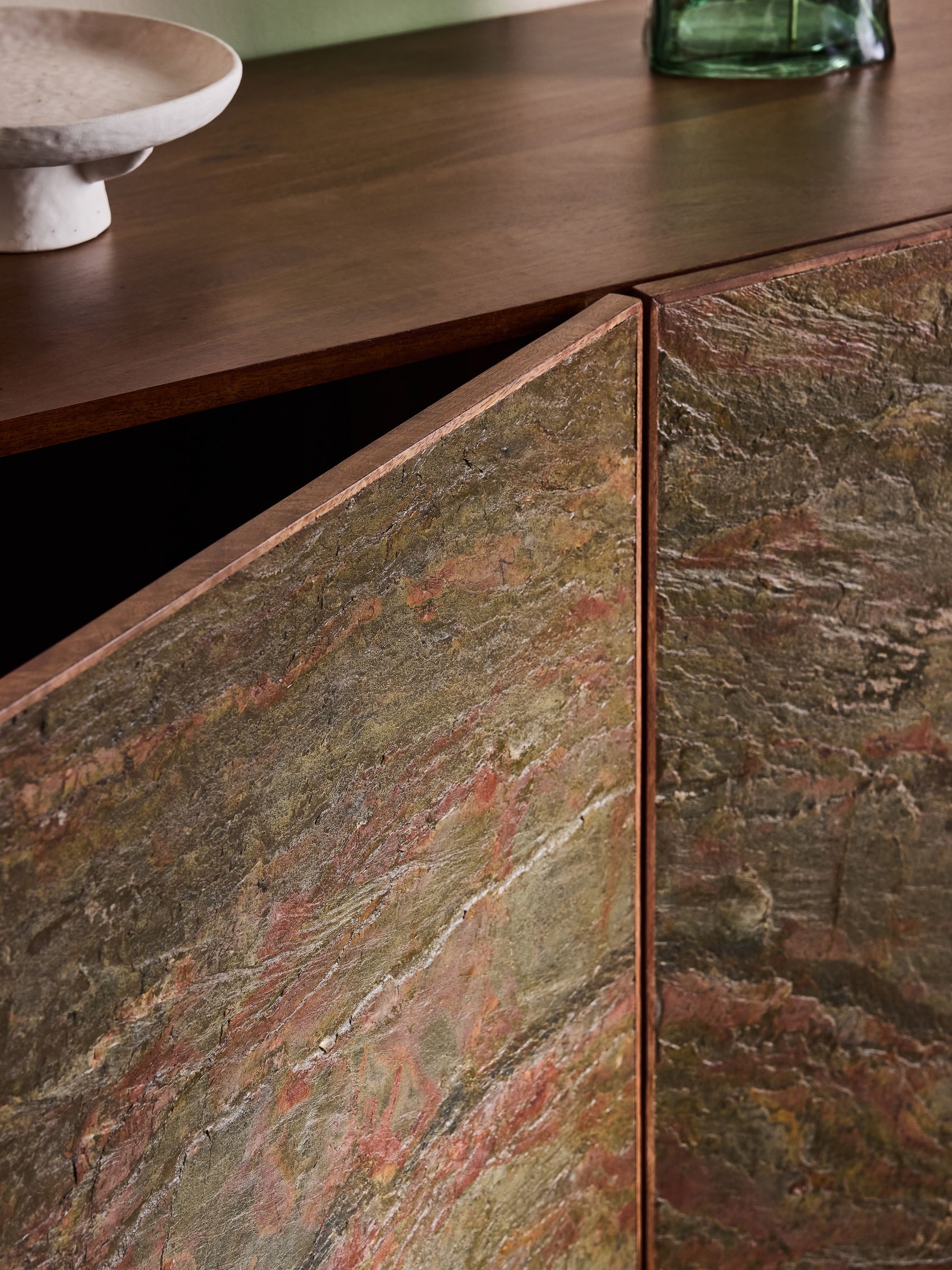 Dilan Large Sideboard in Mango Wood Stone Veneer - Image 4 of 6