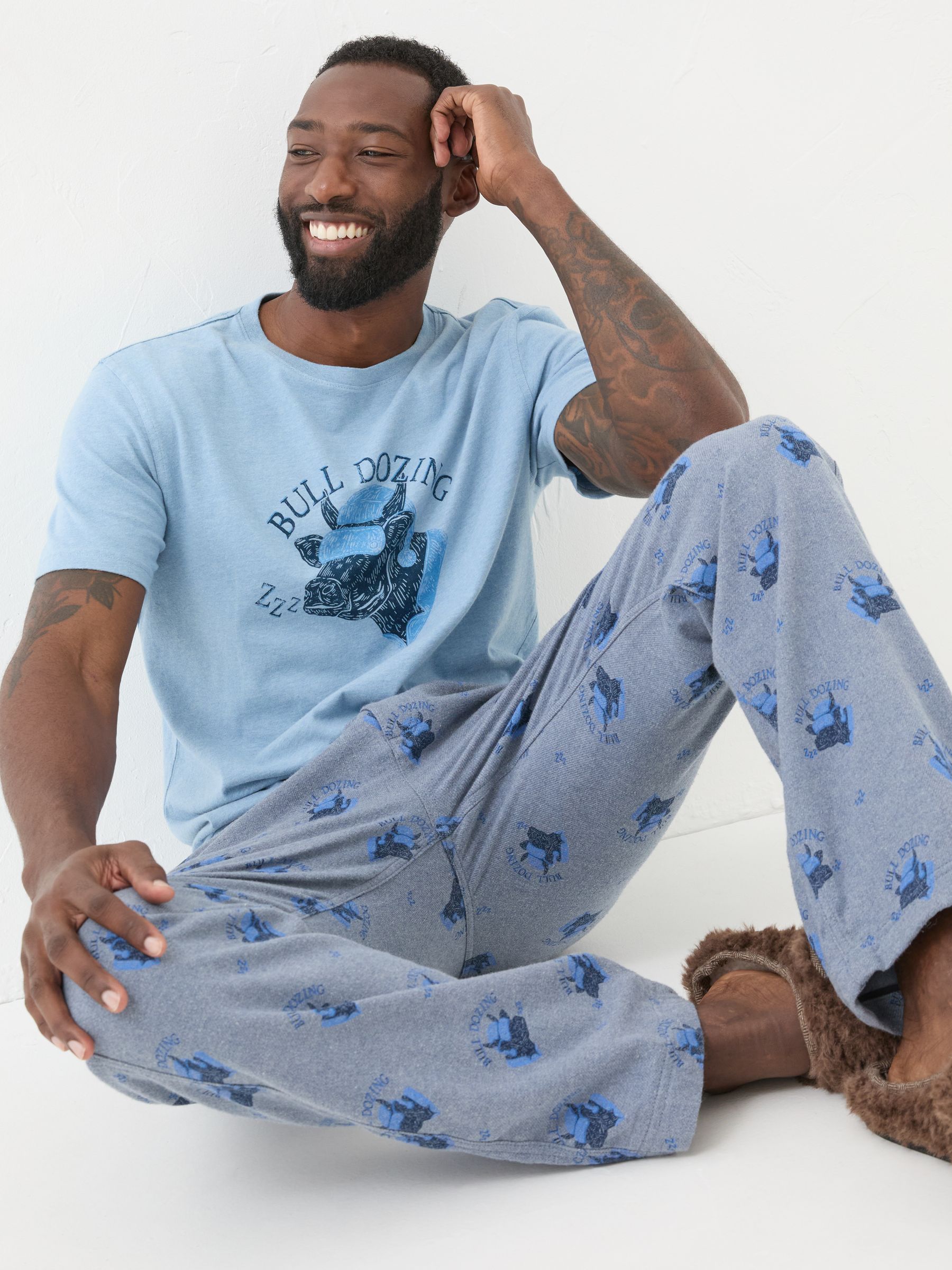Light Blue Bull Dozing Pyjama Bottoms - Image 4 of 7