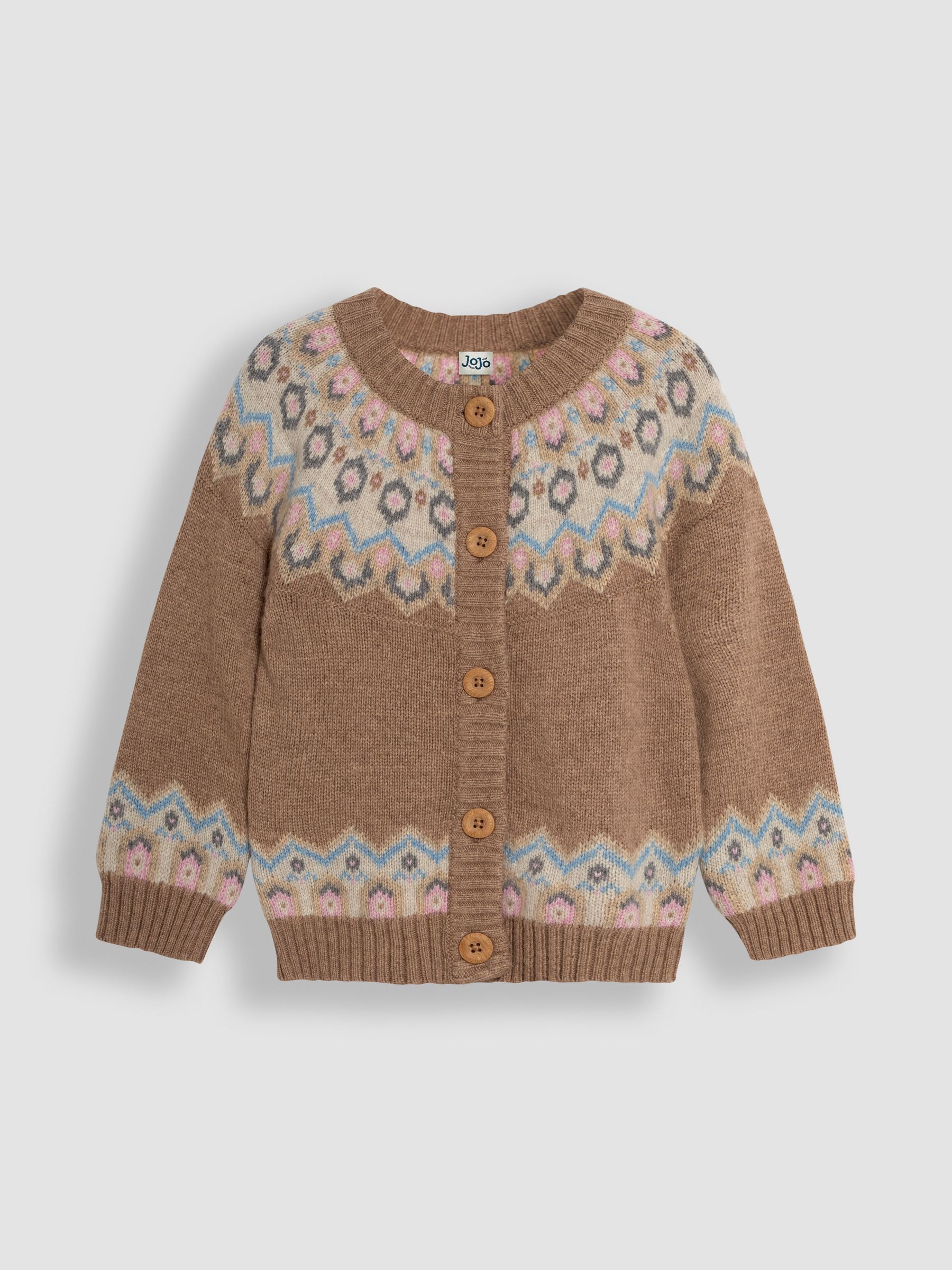 Mocha Fair Isle Pattern Cardigan - Image 1 of 3