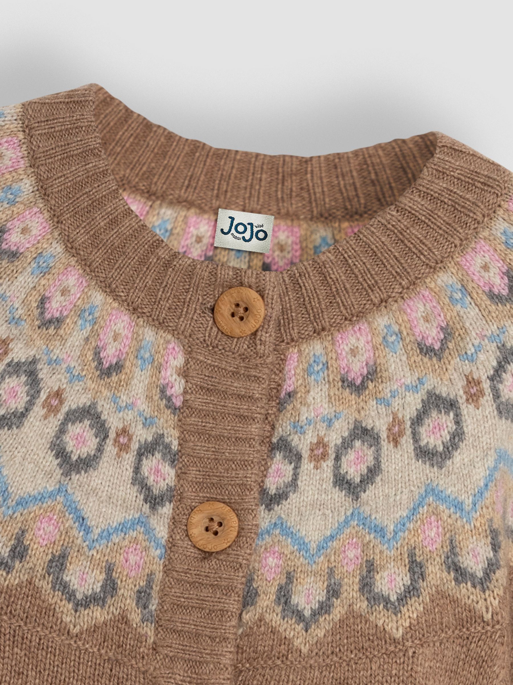 Mocha Fair Isle Pattern Cardigan - Image 4 of 6