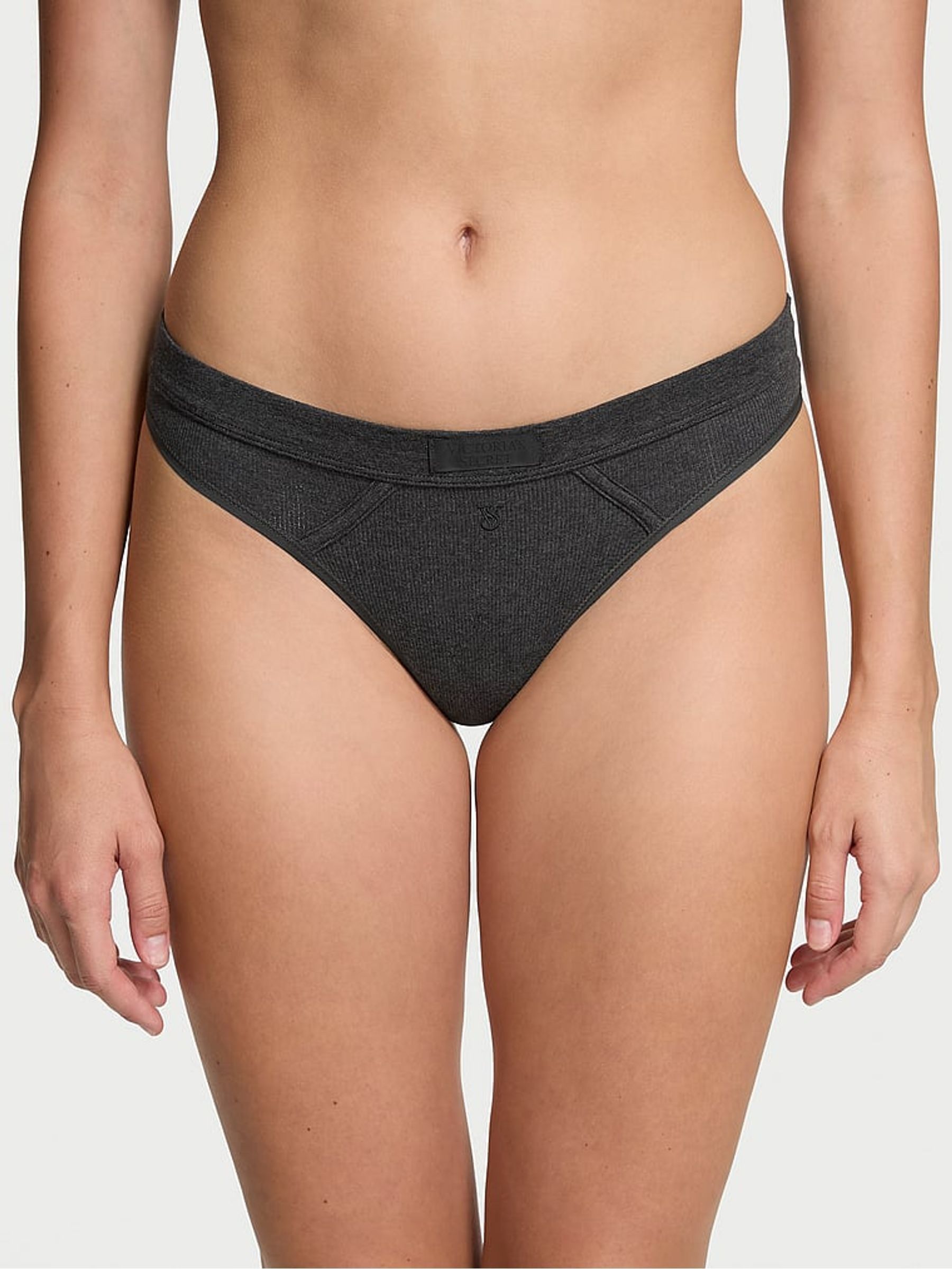 Charcoal Grey Thong Knickers - Image 1 of 3