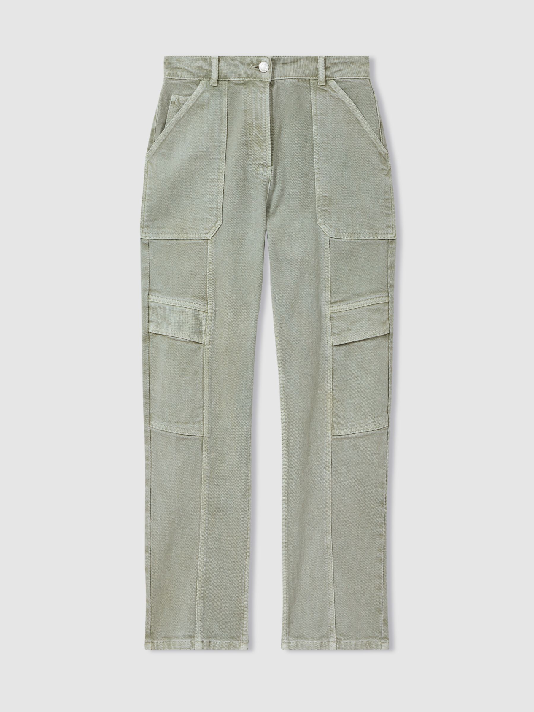 Garment Dyed Utility Tapered Jeans in Washed Green - Image 2 of 5
