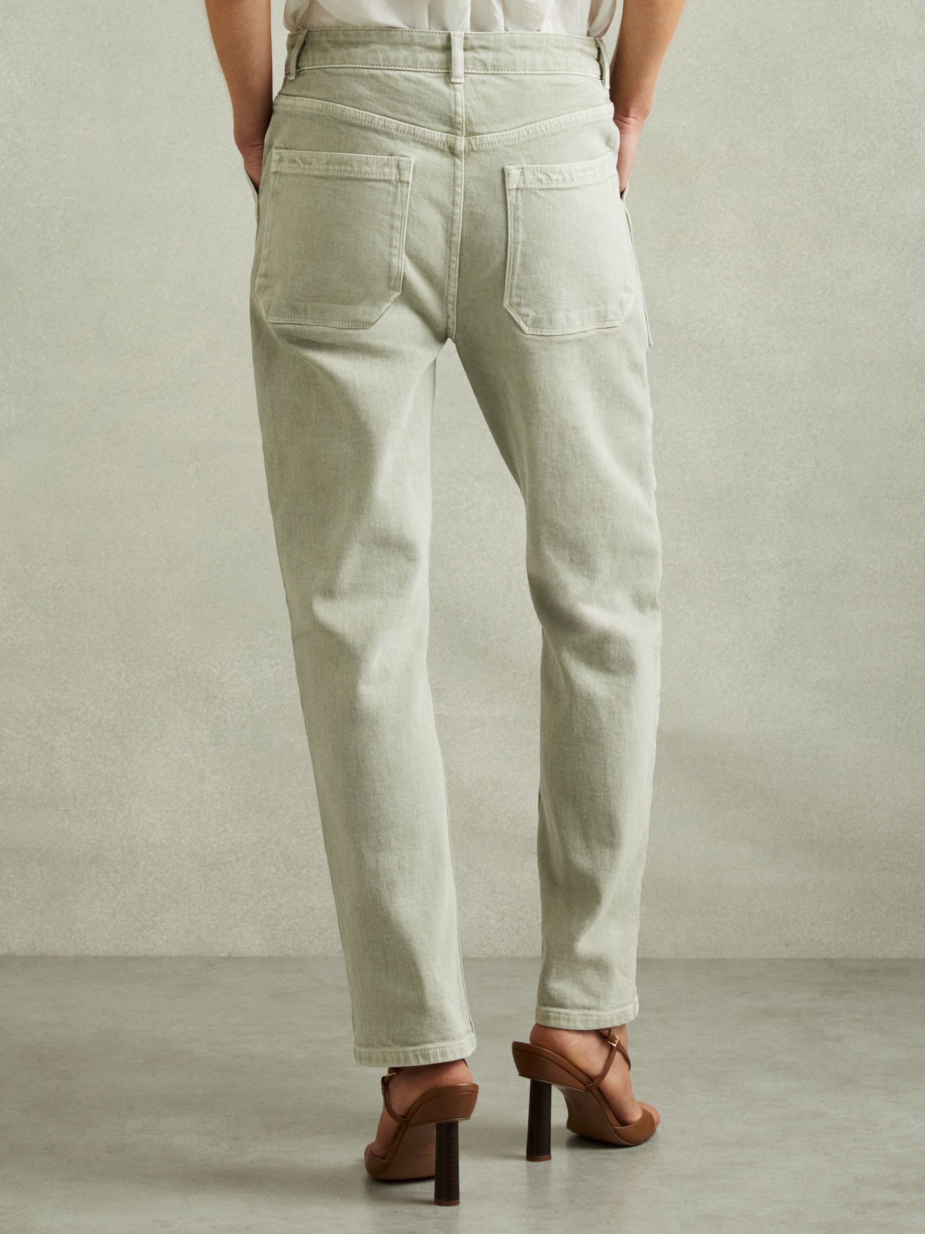 Garment Dyed Utility Tapered Jeans in Washed Green - Image 4 of 5