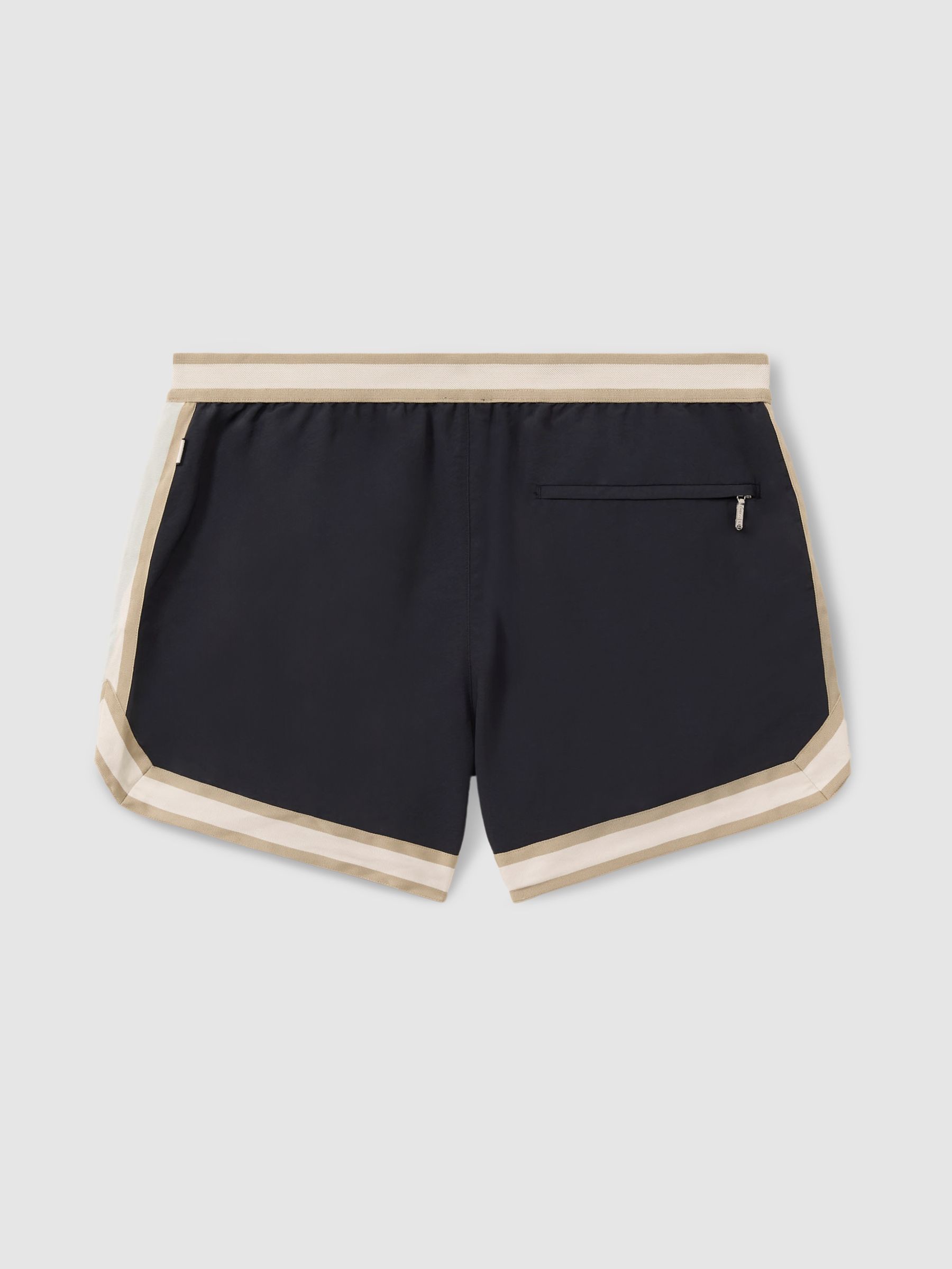 Contrast Stripe Elasticated Waist Swim Shorts in Navy - Image 3 of 5