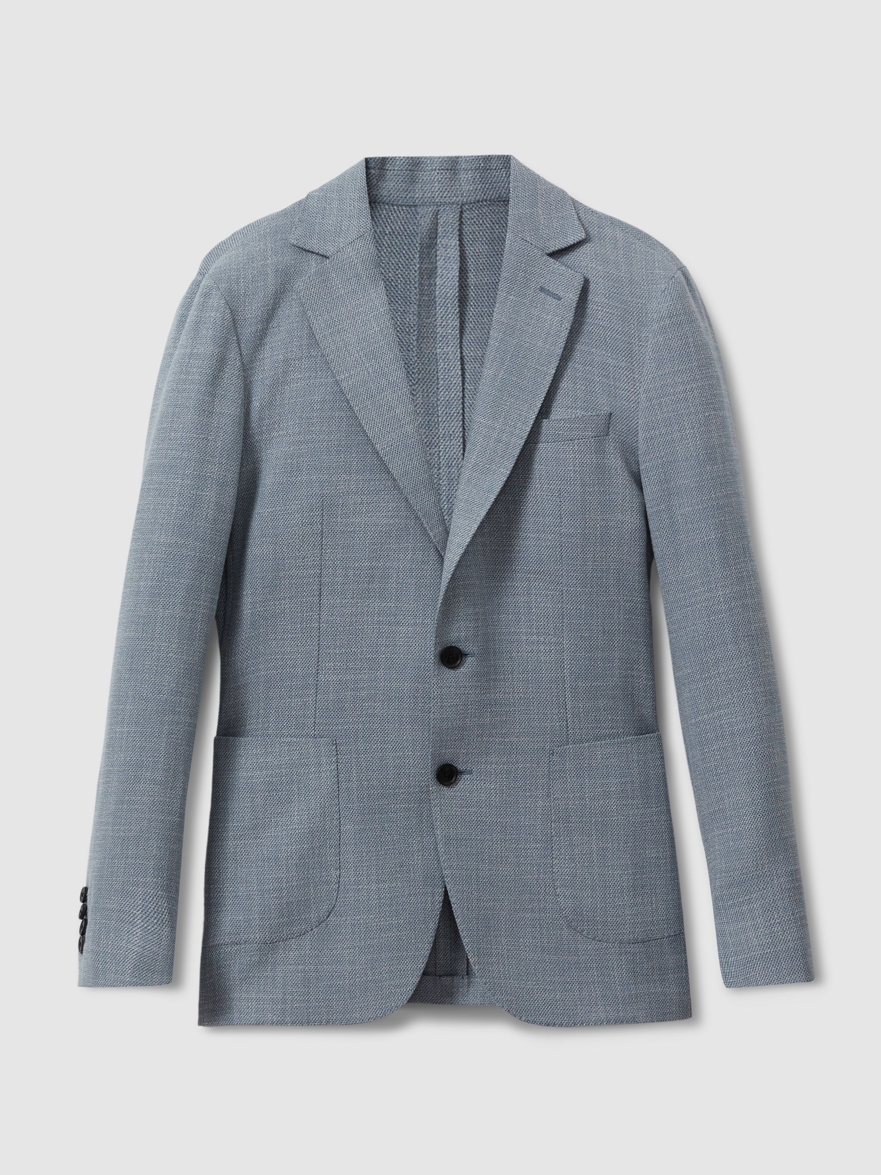 Single Breasted Blazer With Cotton in Soft Blue - Image 2 of 7