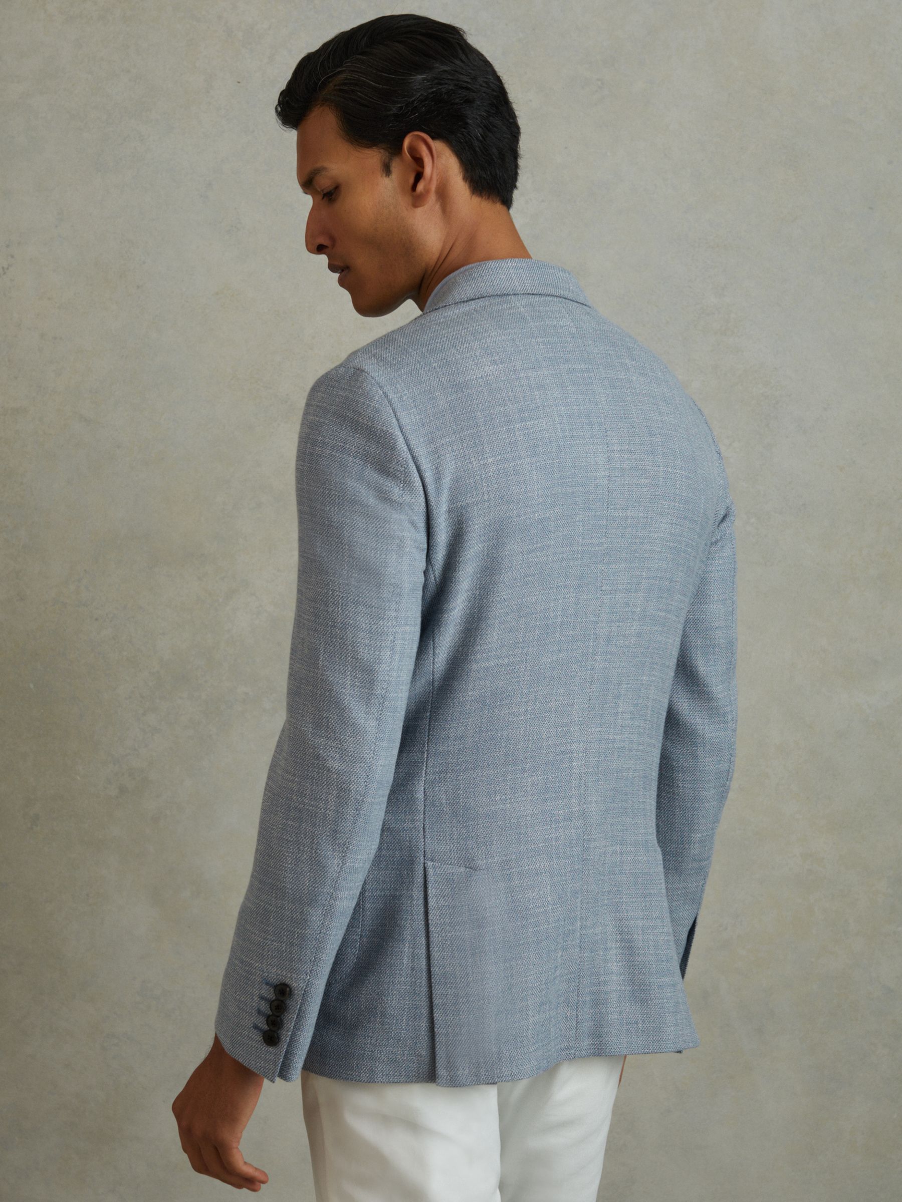 Single Breasted Blazer With Cotton in Soft Blue - Image 4 of 7