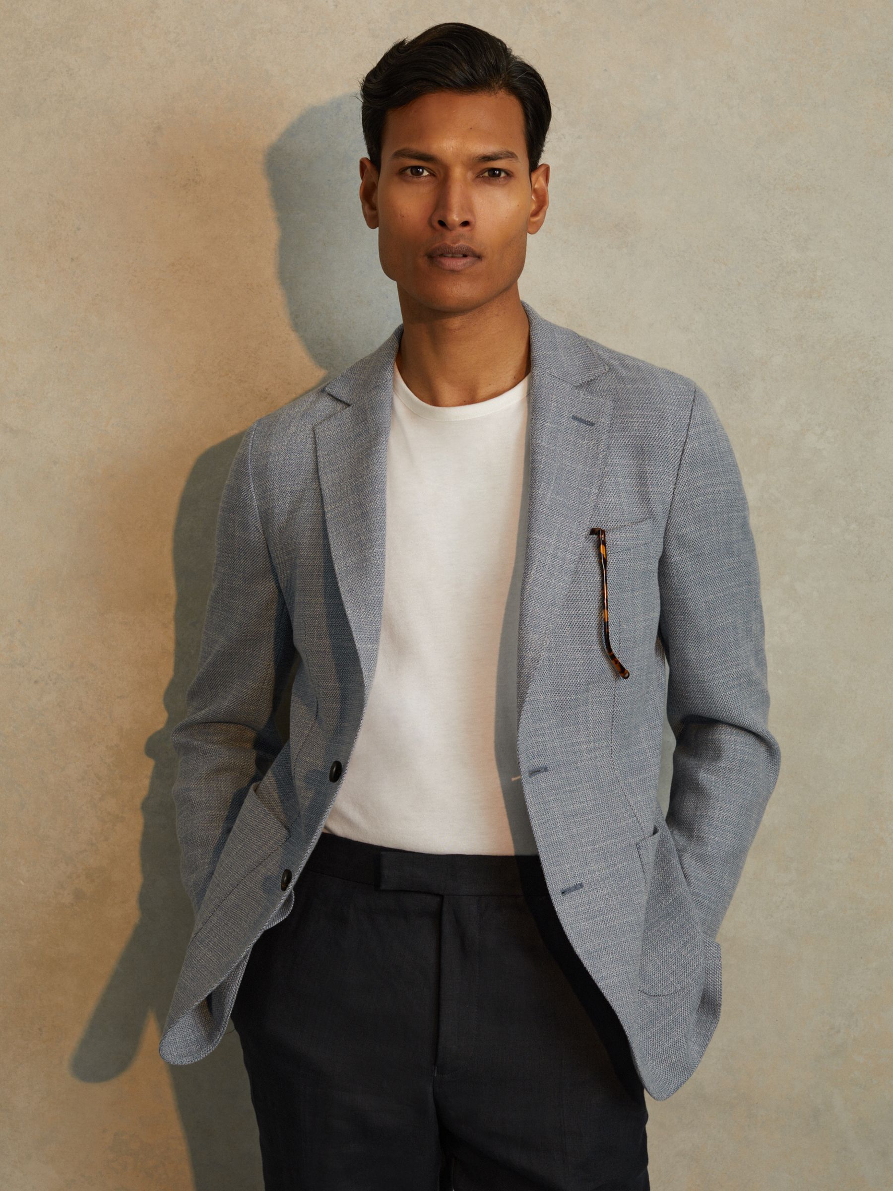 Single Breasted Blazer With Cotton in Soft Blue - Image 5 of 7