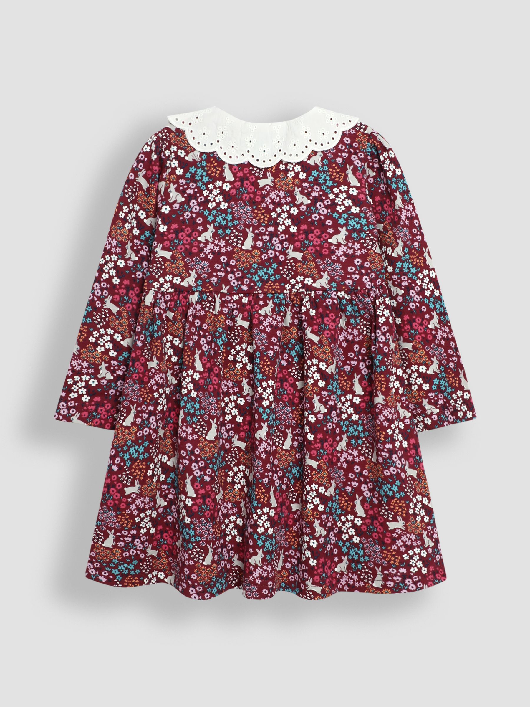 Berry Pink Bunny Meadow Floral Broderie Collar Dress - Image 2 of 3
