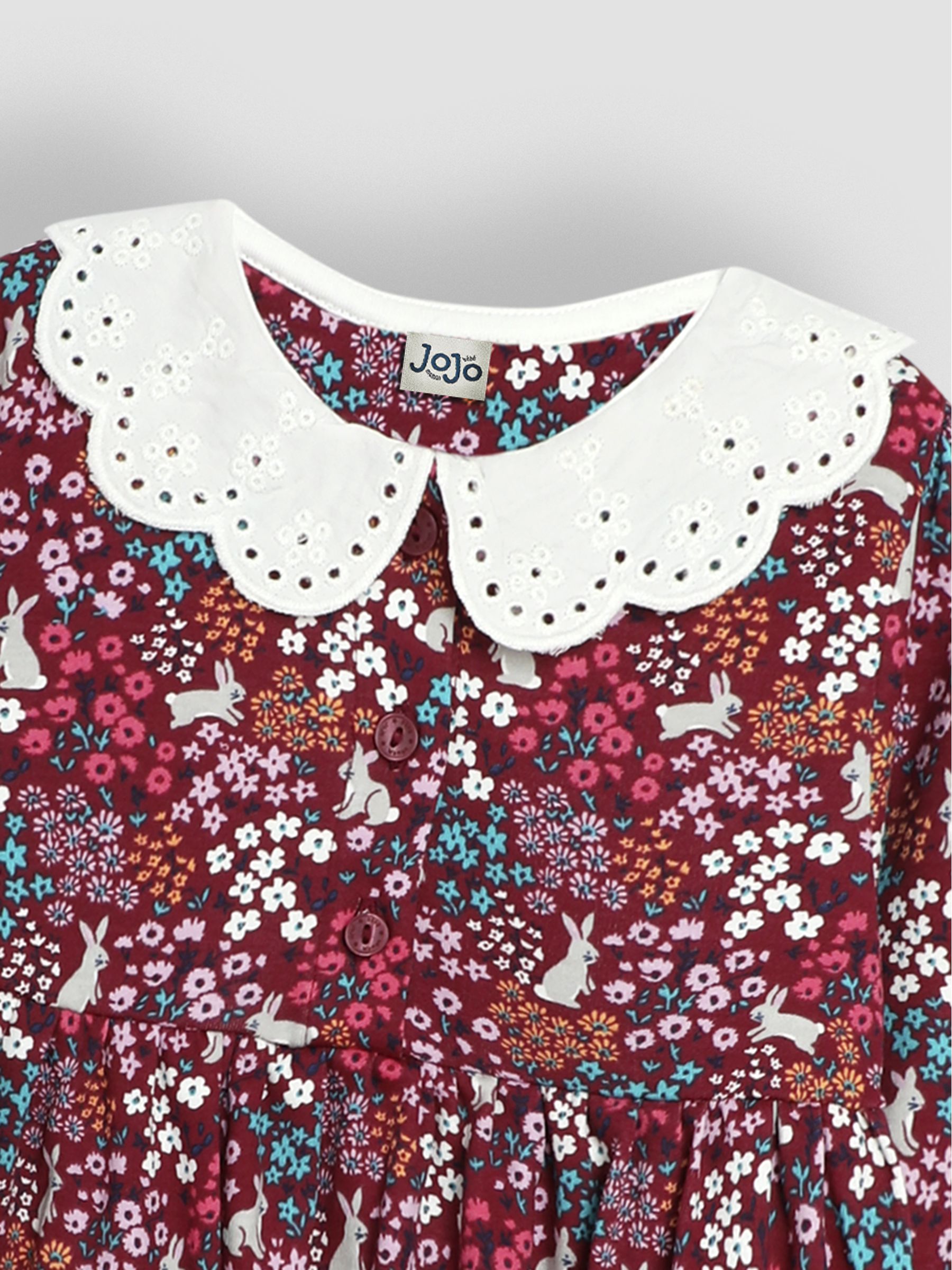 Berry Pink Bunny Meadow Floral Broderie Collar Dress - Image 3 of 3