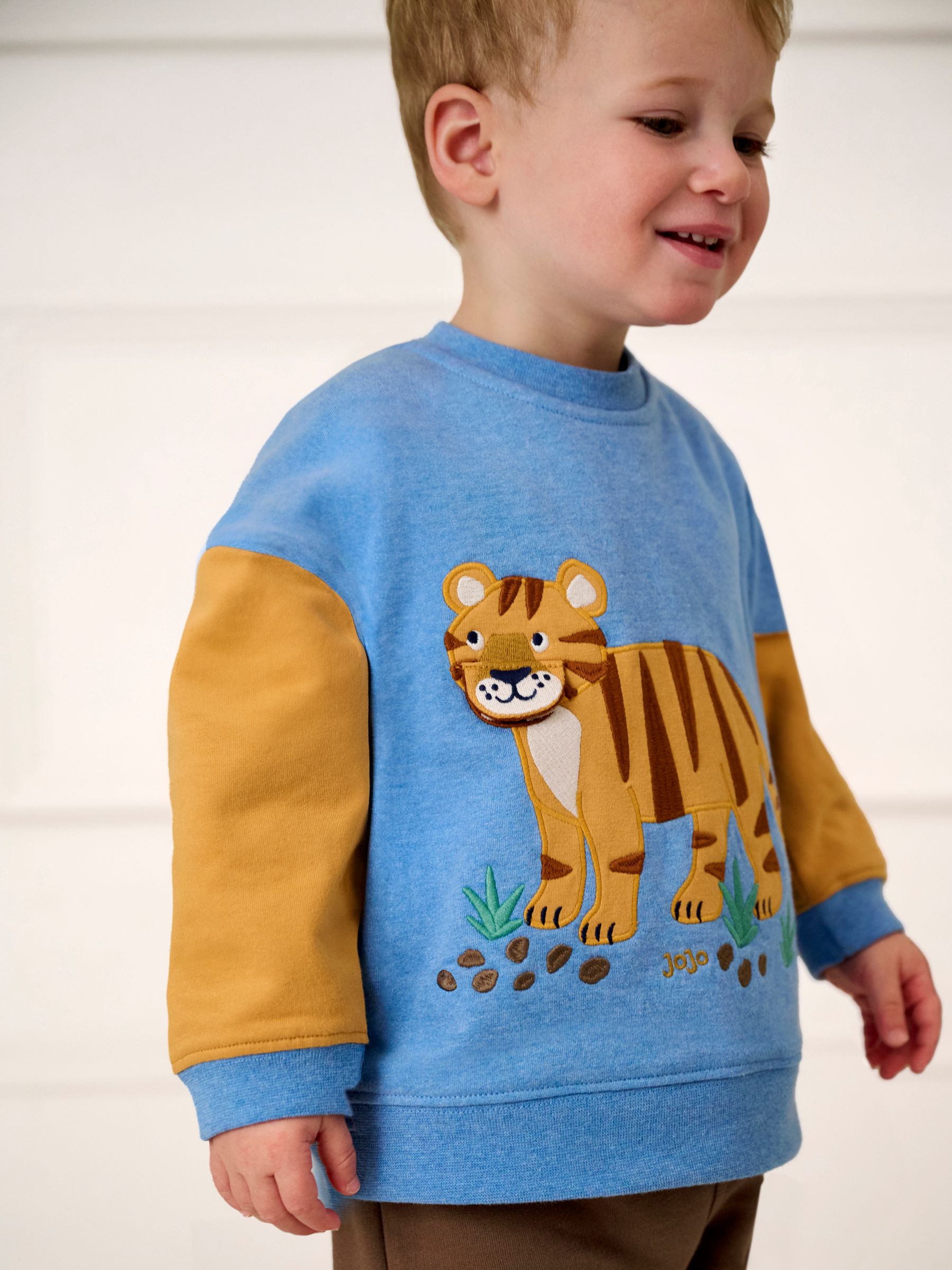 Blue Tiger Colour Block Appliqué Sweatshirt & Jogger Set - Image 10 of 10
