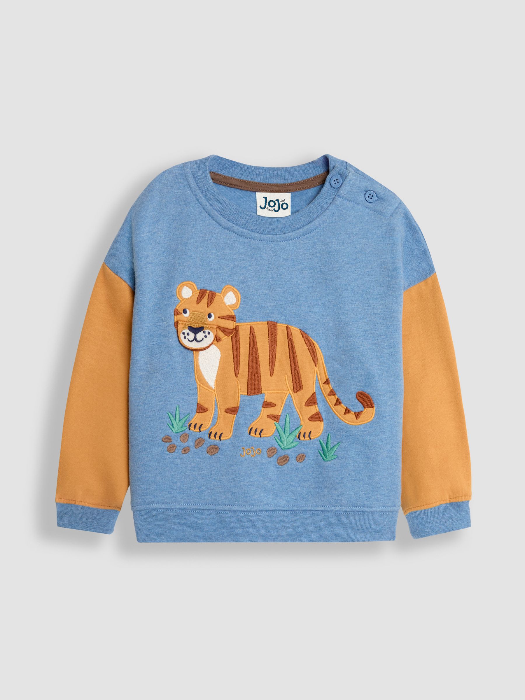 Blue Tiger Colour Block Appliqué Sweatshirt & Jogger Set - Image 2 of 10
