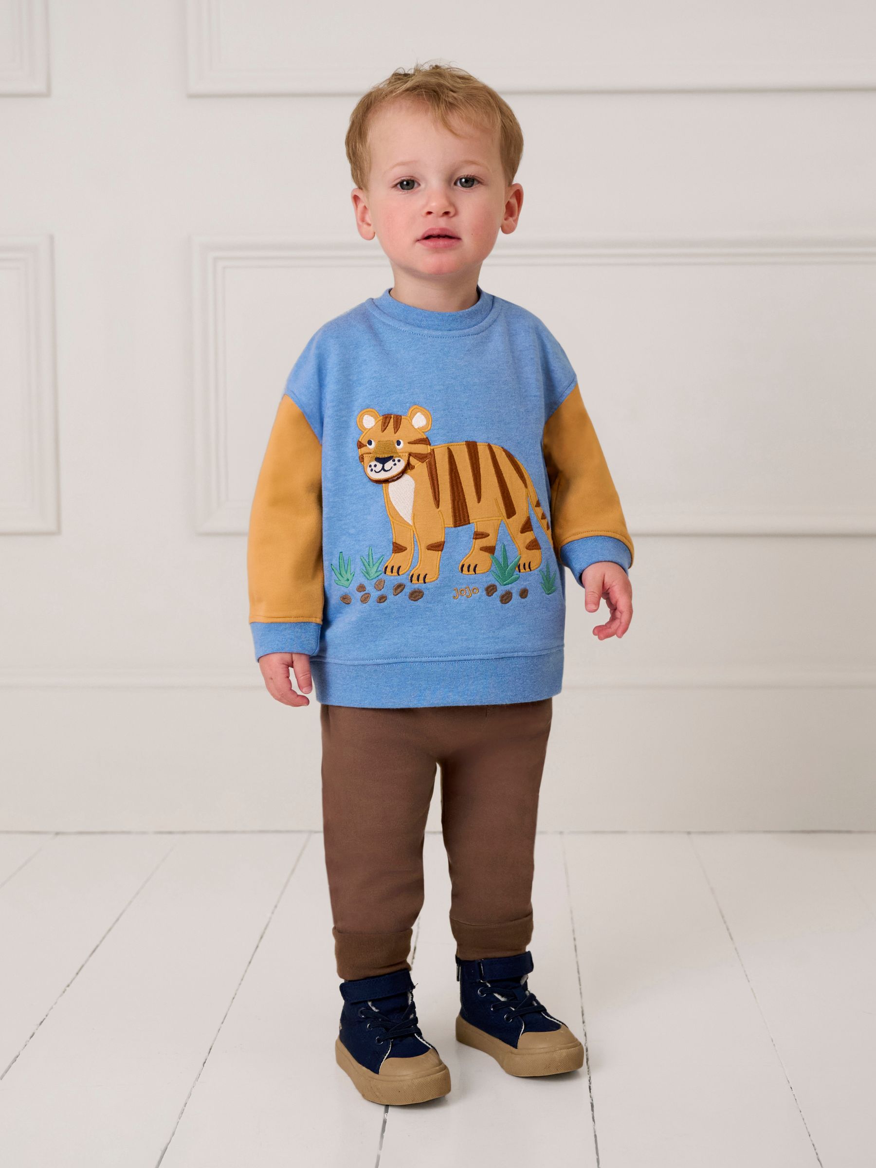 Blue Tiger Colour Block Appliqué Sweatshirt & Jogger Set - Image 8 of 10
