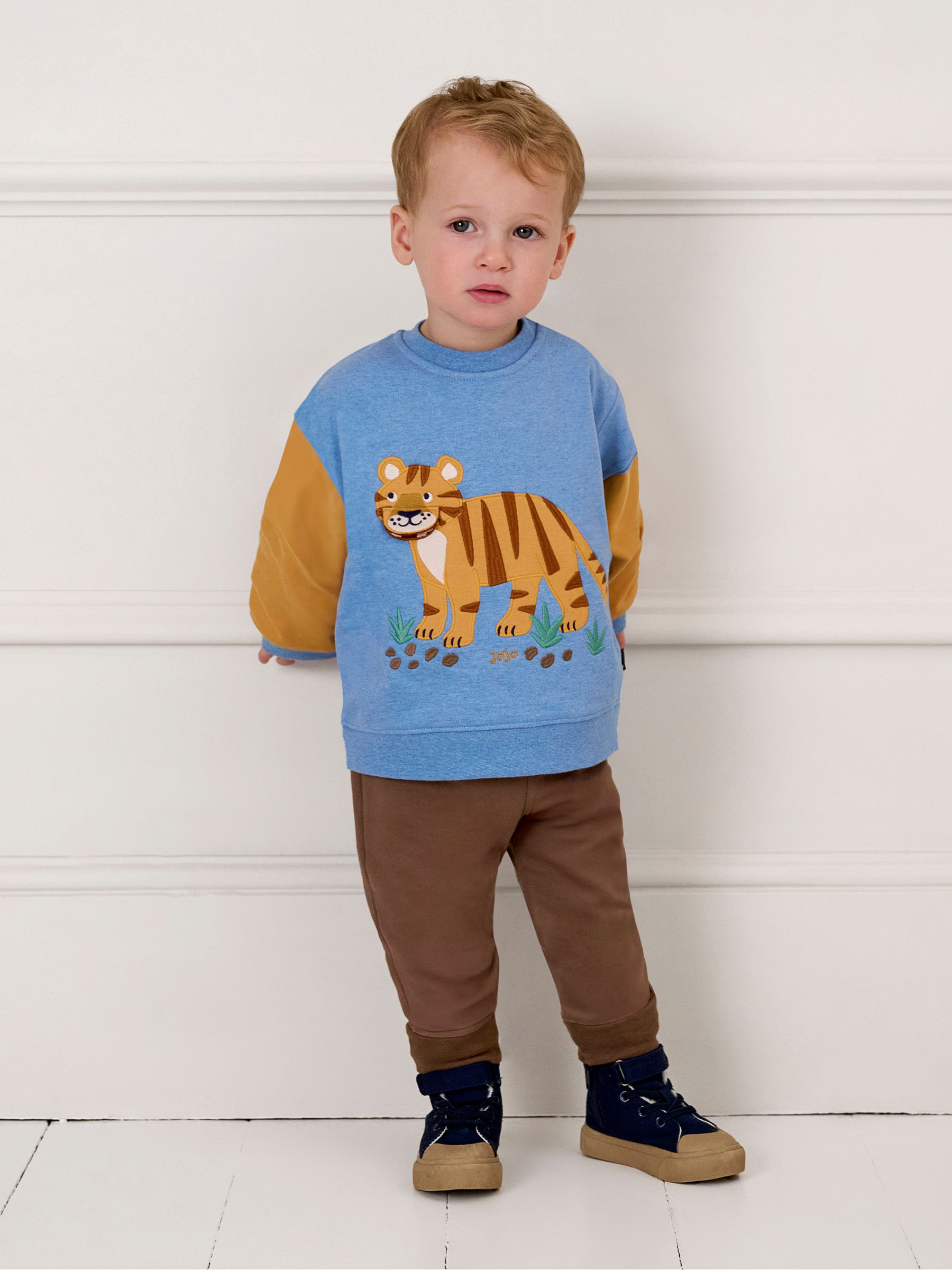 Blue Tiger Colour Block Appliqué Sweatshirt & Jogger Set - Image 9 of 10