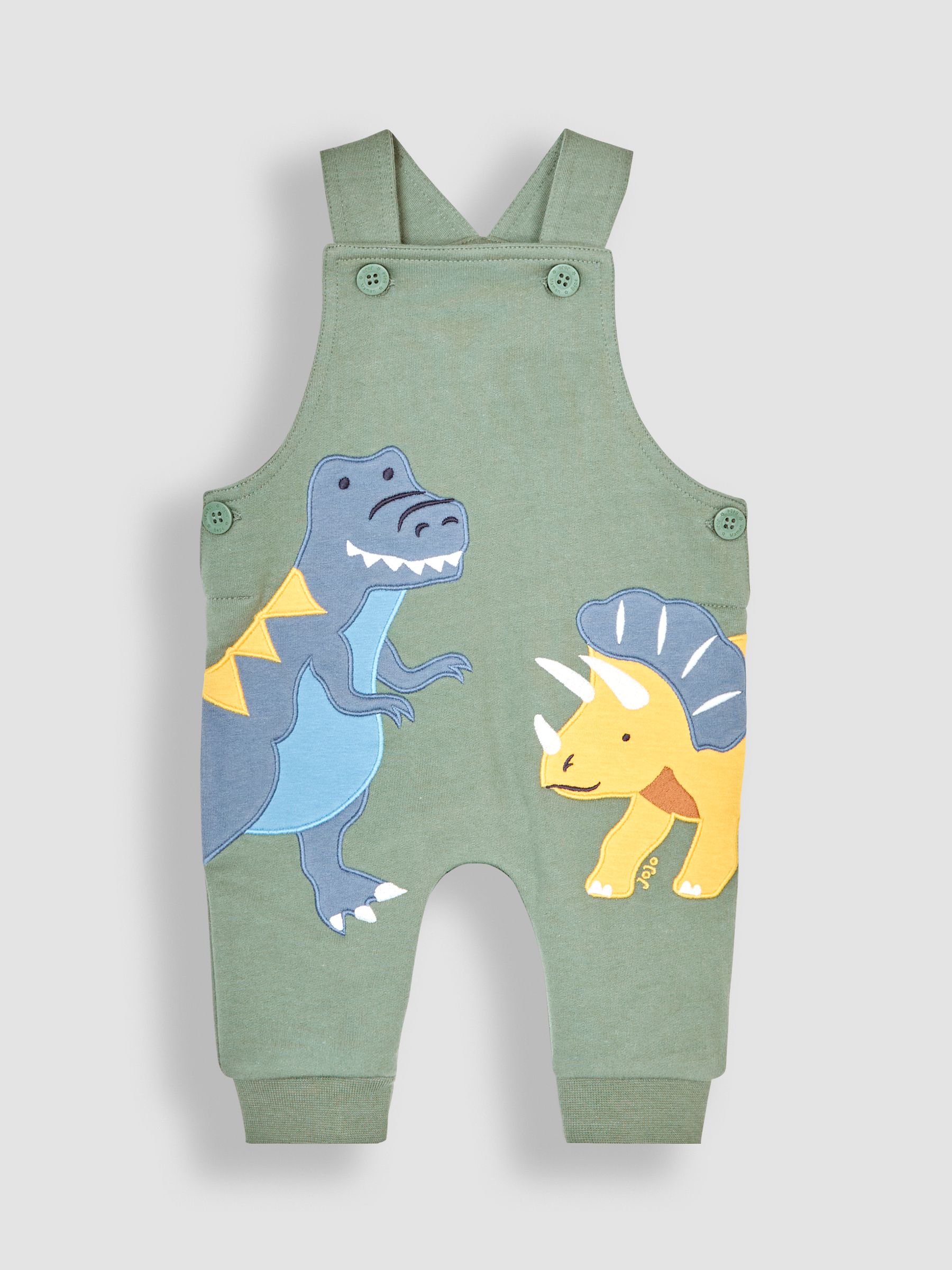 Khaki Green Dinosaur Appliqué Dungarees & Top Set - Image 2 of 6