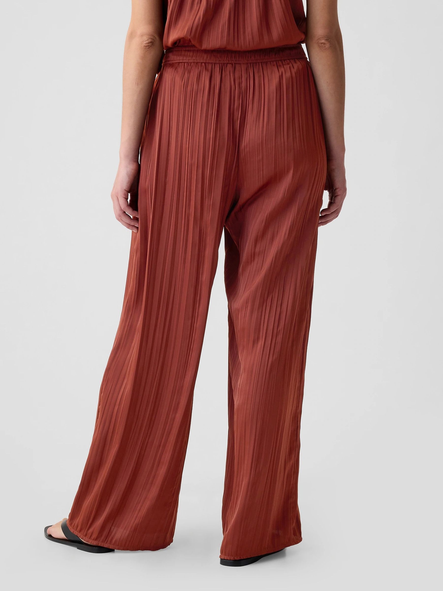 Brown Crinkle Texture Satin Trousers - Image 3 of 5