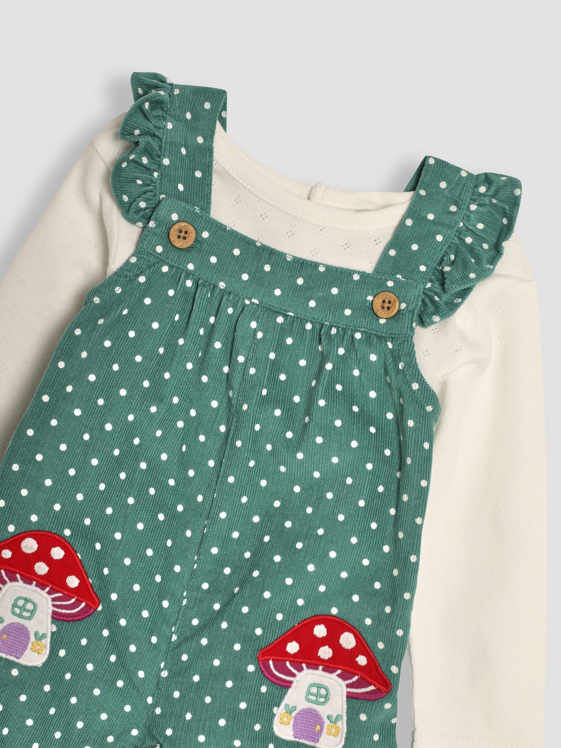 Green Toadstool Appliqué Cord Dungarees & Top Set - Image 6 of 6