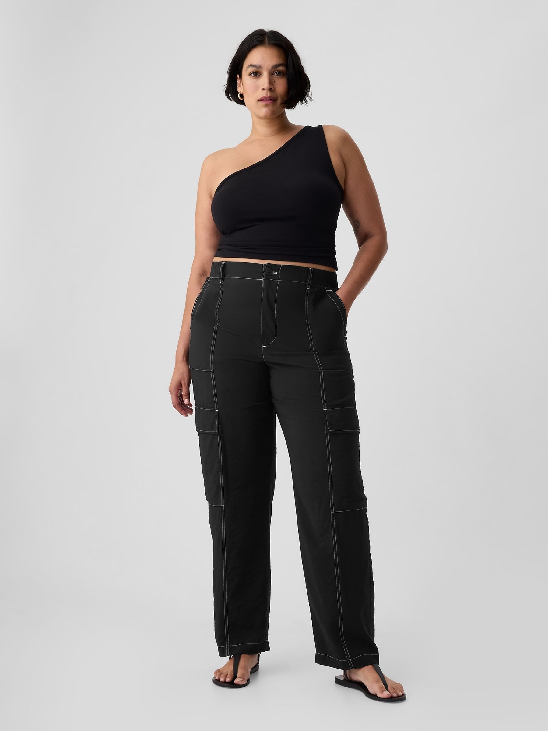 Black Mid Rise Cargo Trousers - Image 1 of 5