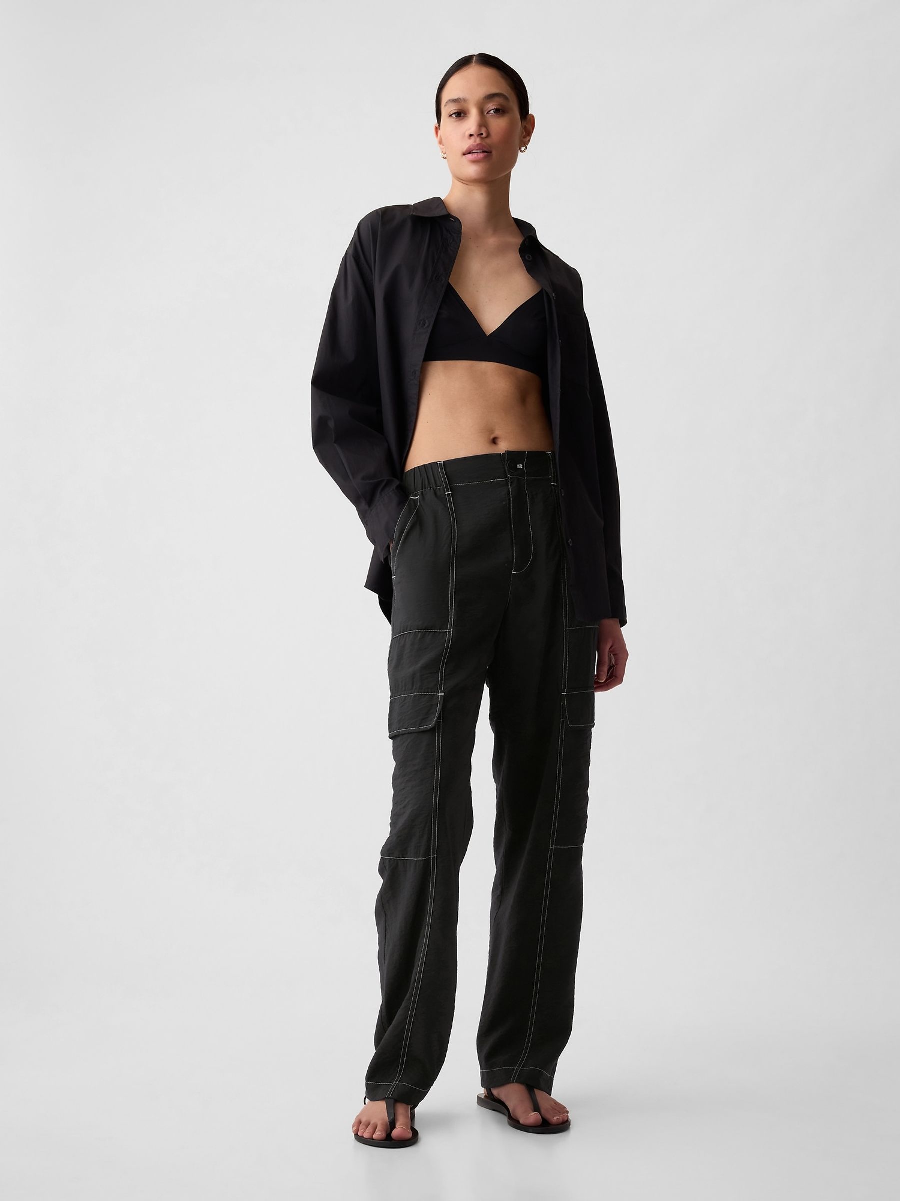 Black Mid Rise Cargo Trousers - Image 4 of 5