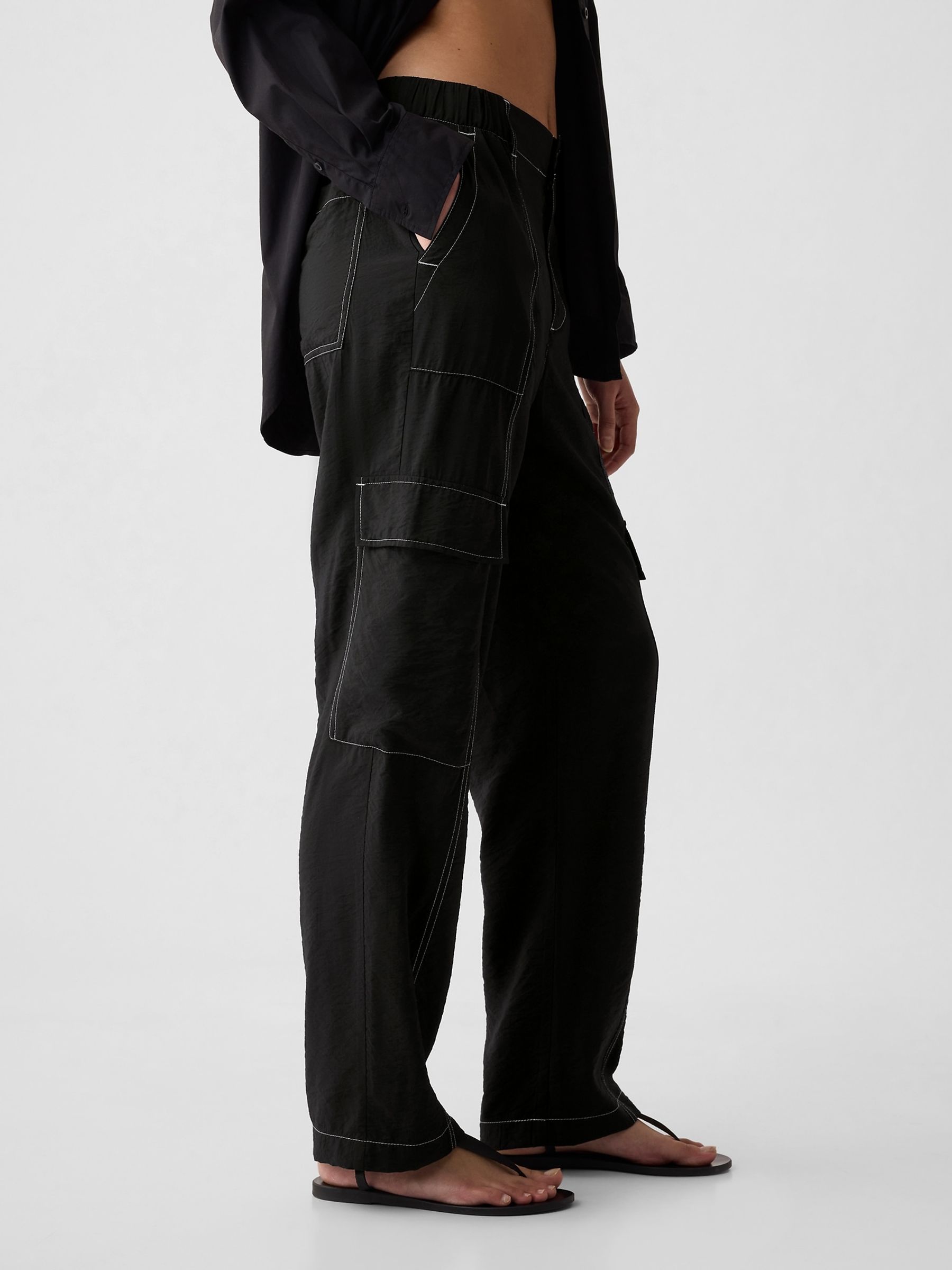 Black Mid Rise Cargo Trousers - Image 5 of 5