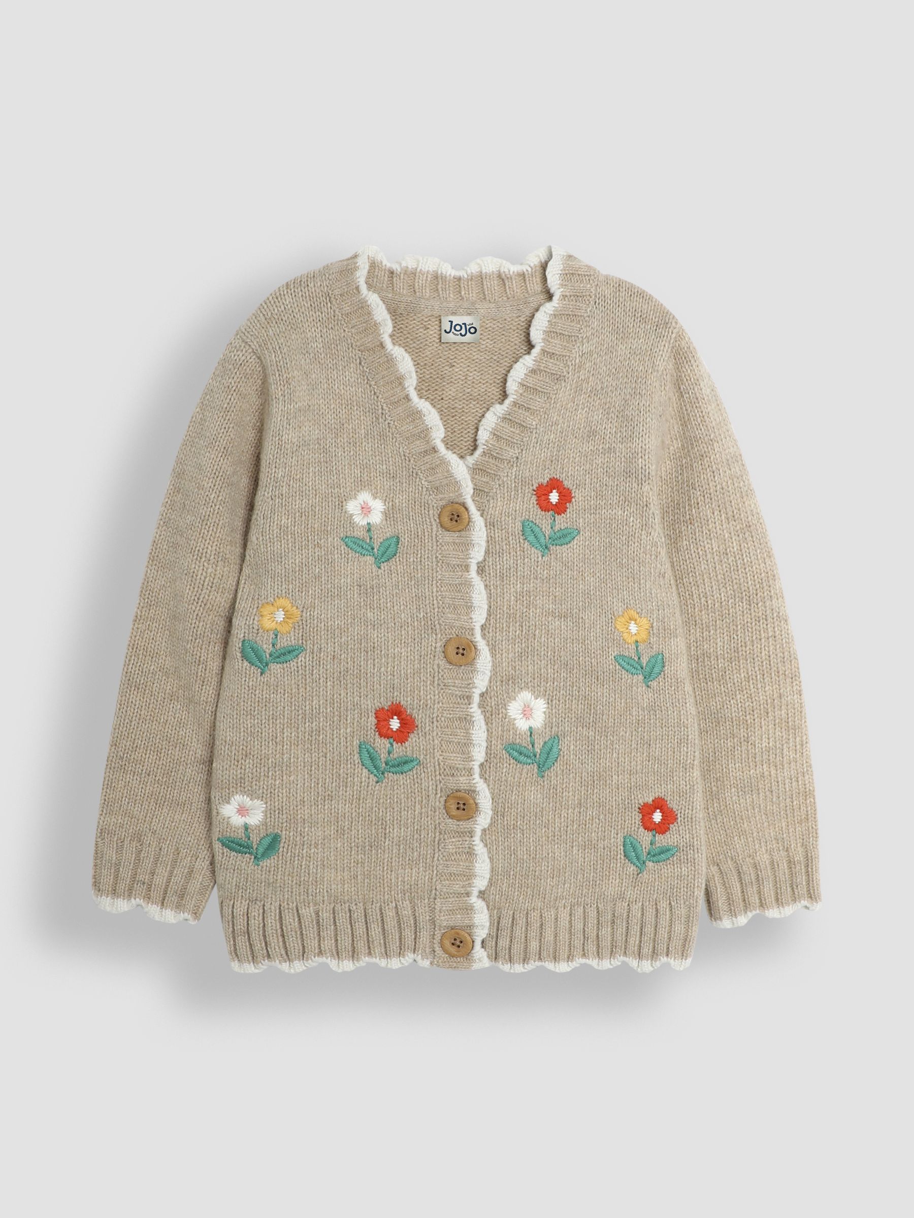 Natural Floral Embroidered Chunky Cardigan - Image 1 of 5