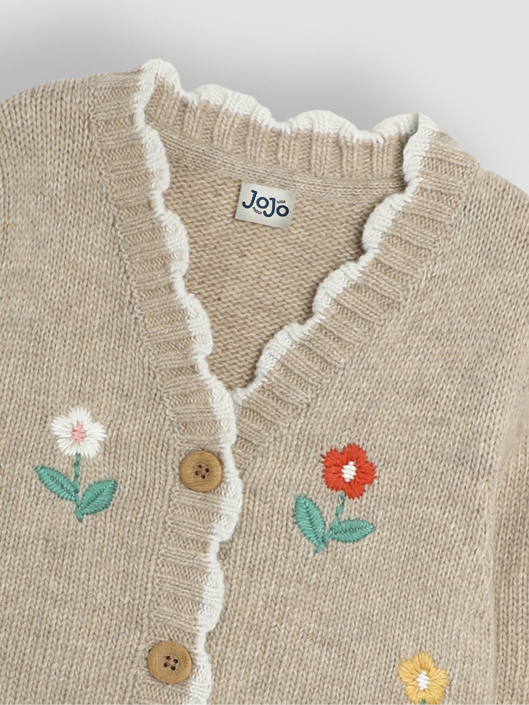Natural Floral Embroidered Chunky Cardigan - Image 3 of 5