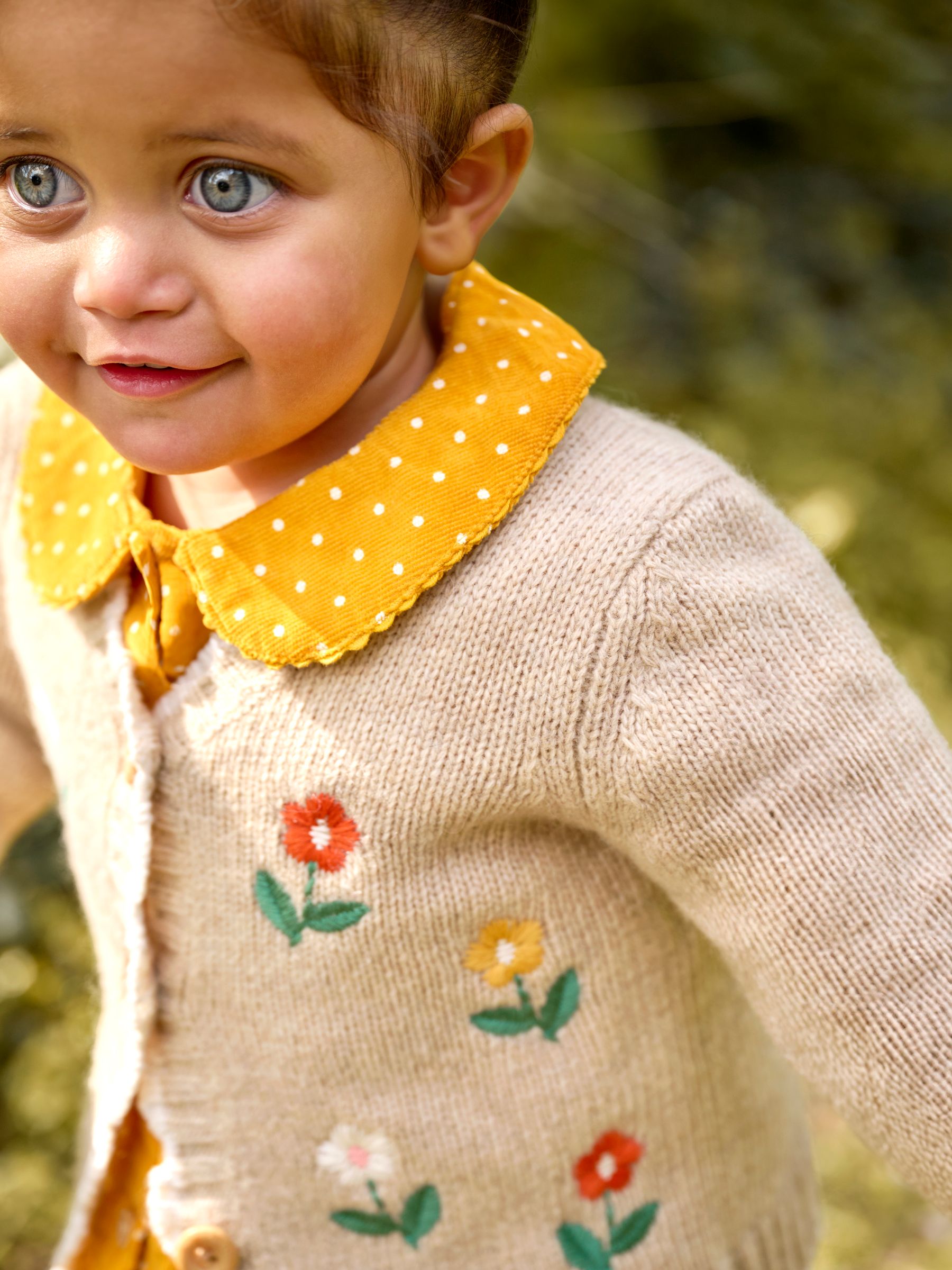 Natural Floral Embroidered Chunky Cardigan - Image 5 of 5