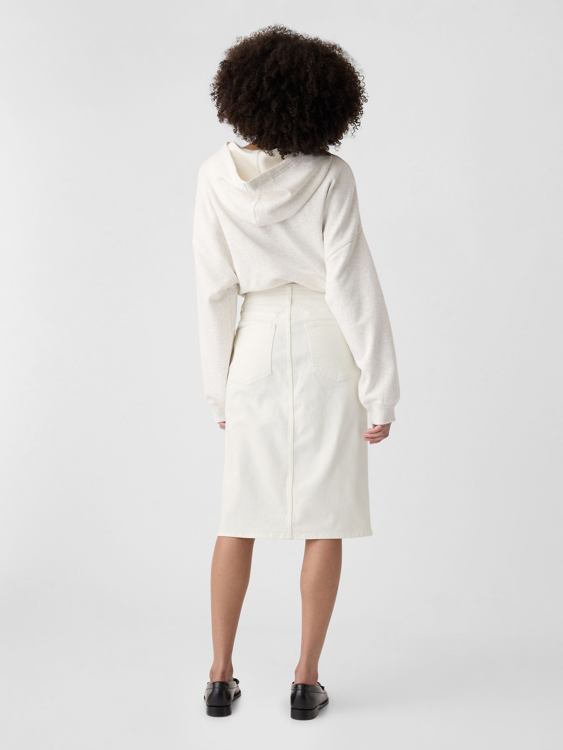 White Denim Midi Skirt - Image 2 of 5