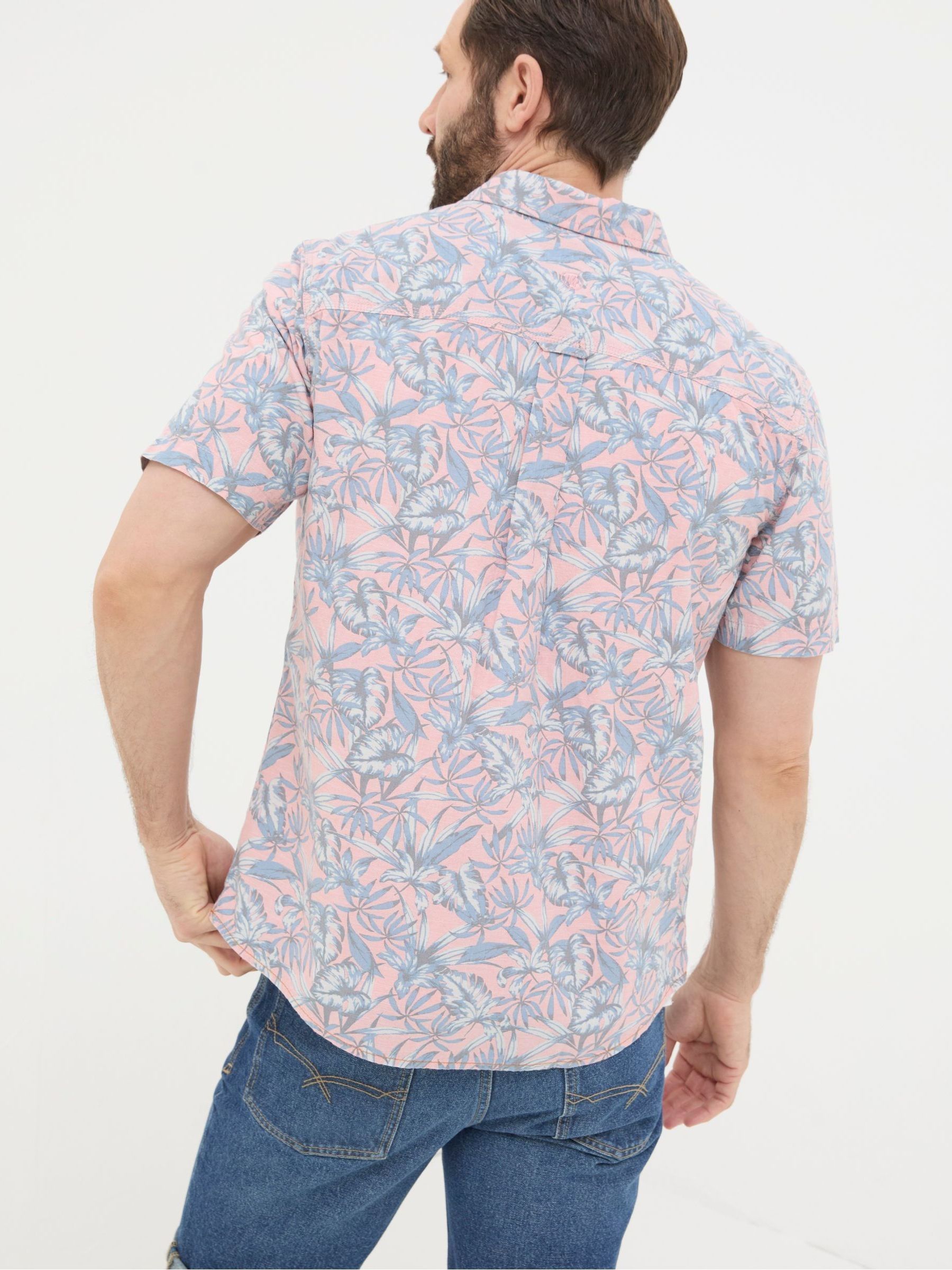 Chambray Pink Palm Print Shirt - Image 2 of 5