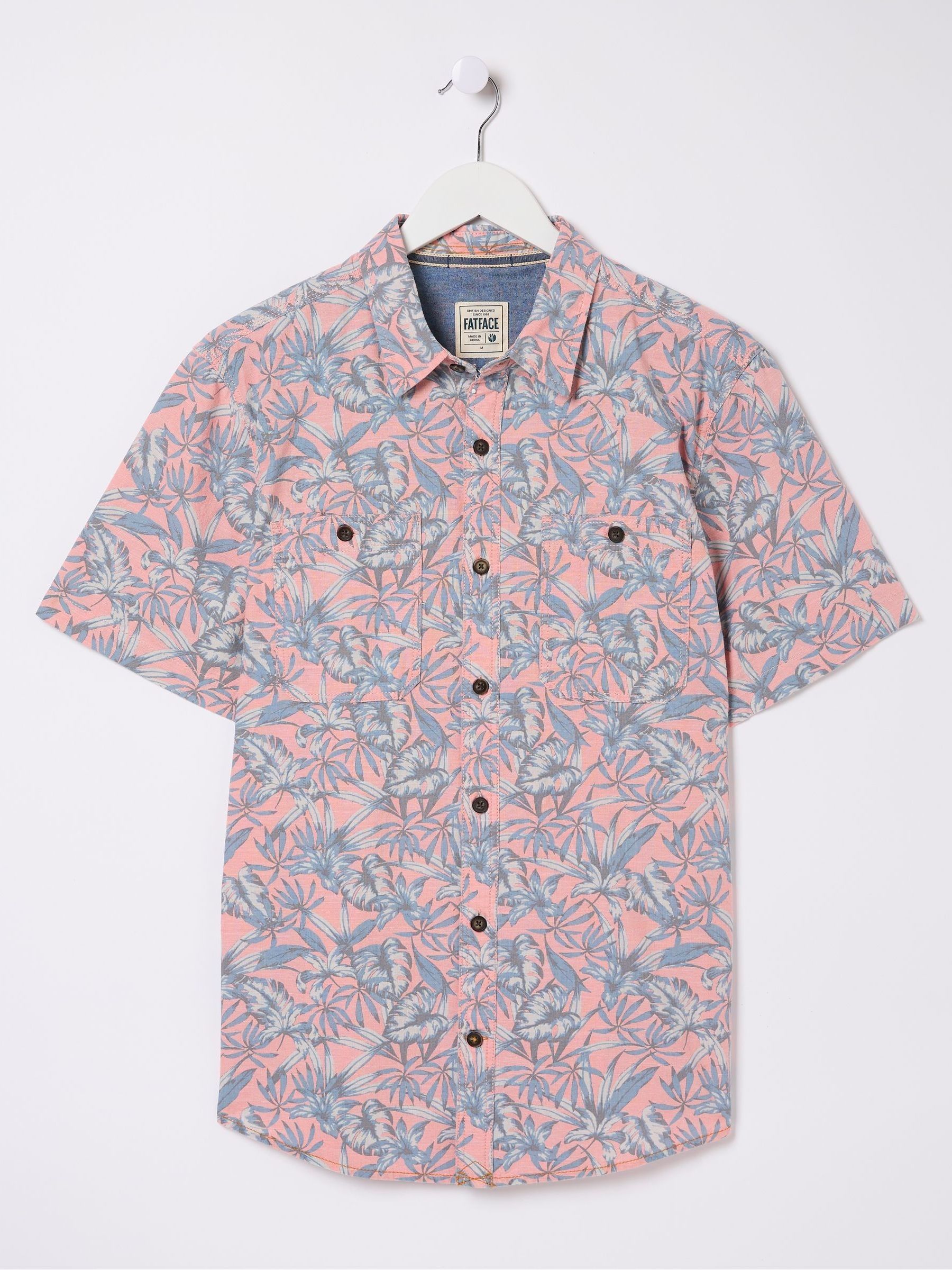 Chambray Pink Palm Print Shirt - Image 5 of 5