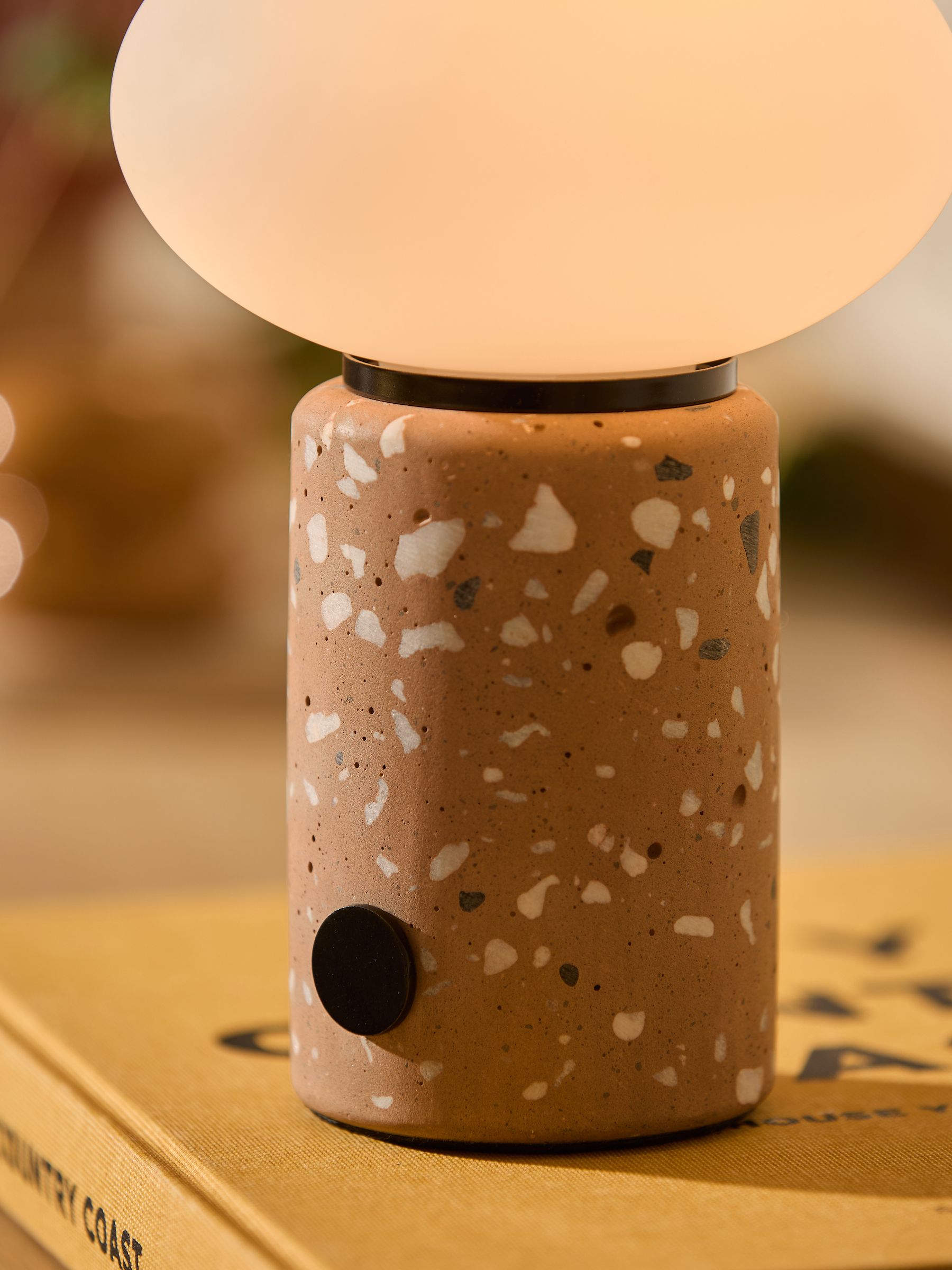 Mirissa Terazzo USB Wireless Table Lamp in Brown - Image 2 of 5