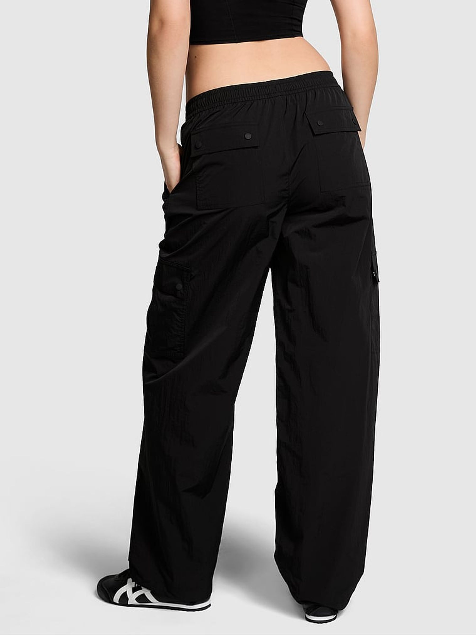 Black Parachute Cargo Trousers - Image 2 of 3
