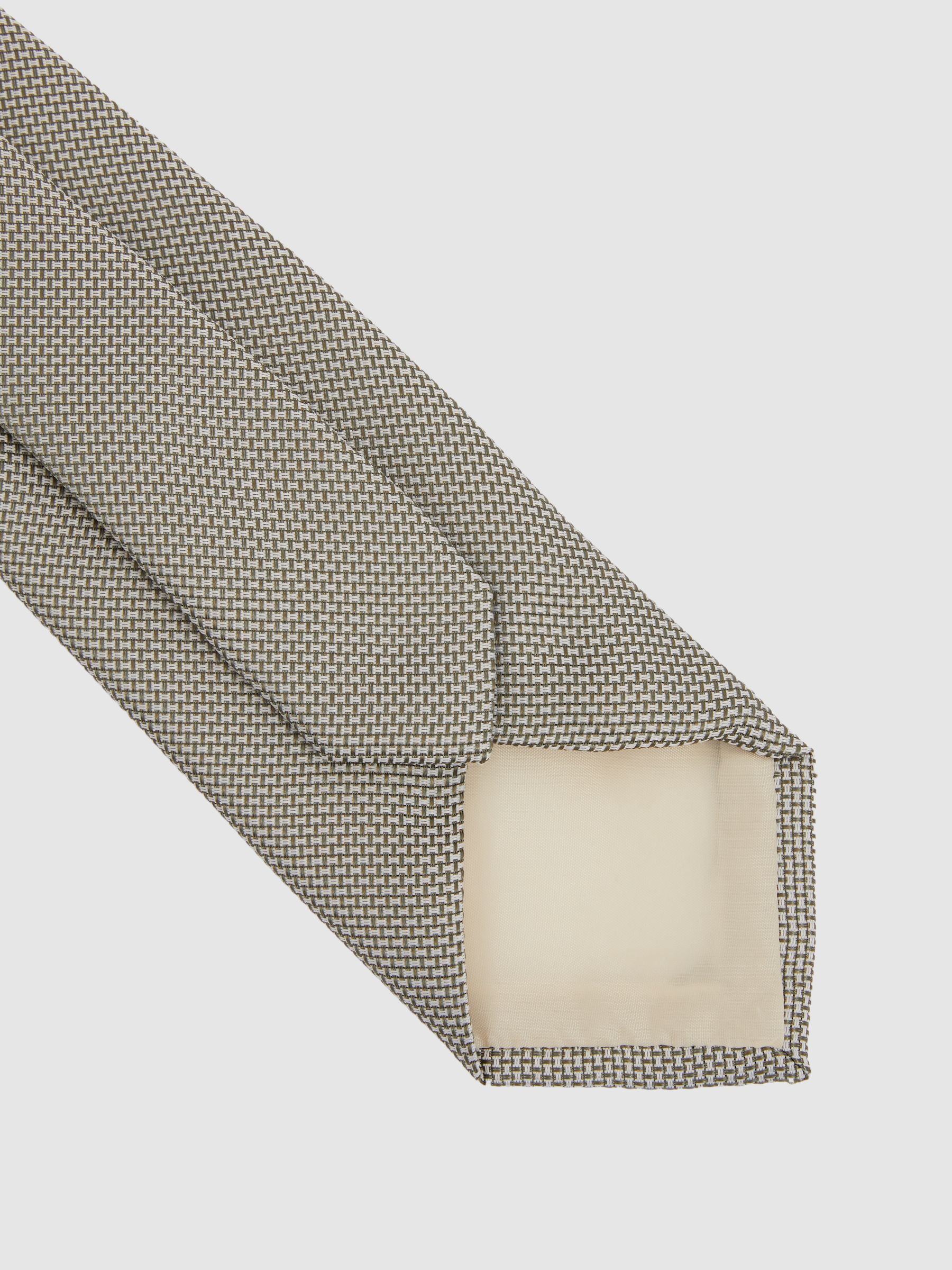 Textured Silk Blend Tie in Light Sage - image 3