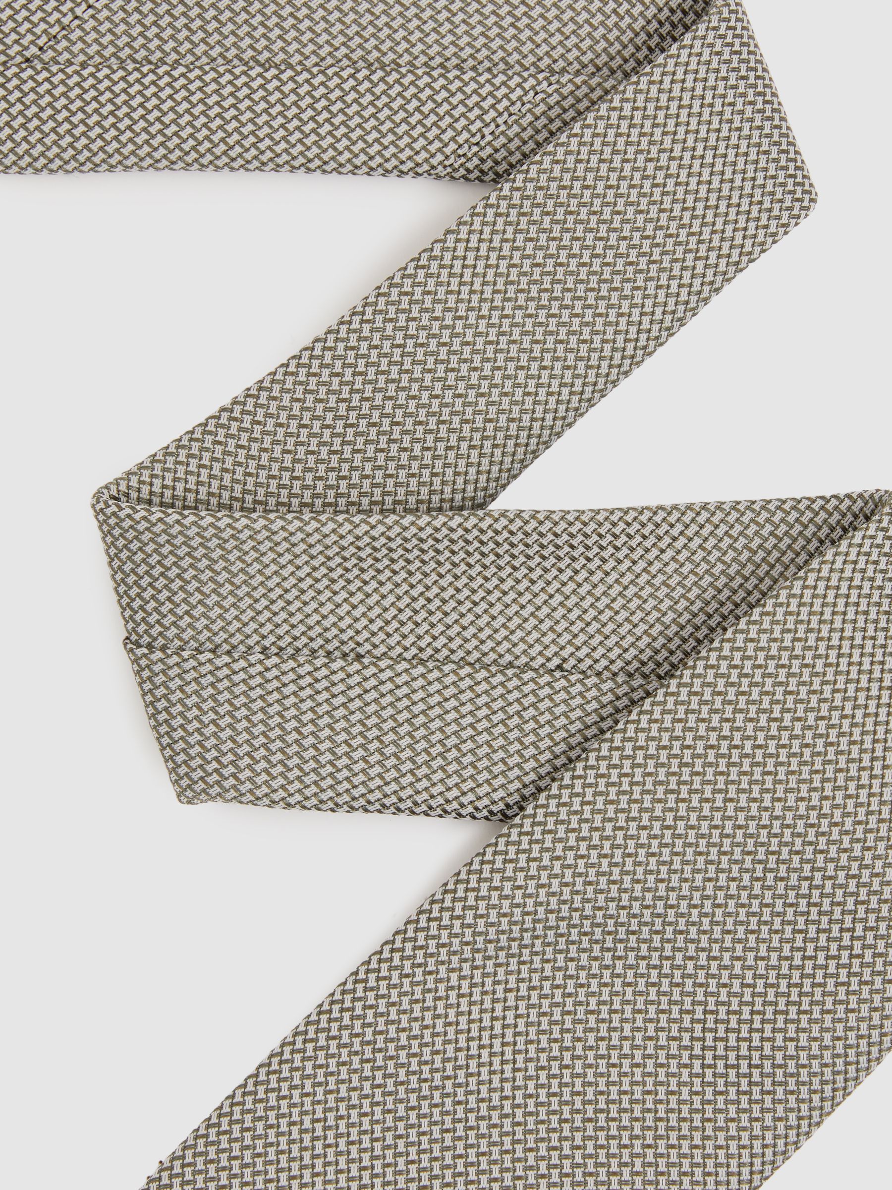 Textured Silk Blend Tie in Light Sage - Image 4 of 5