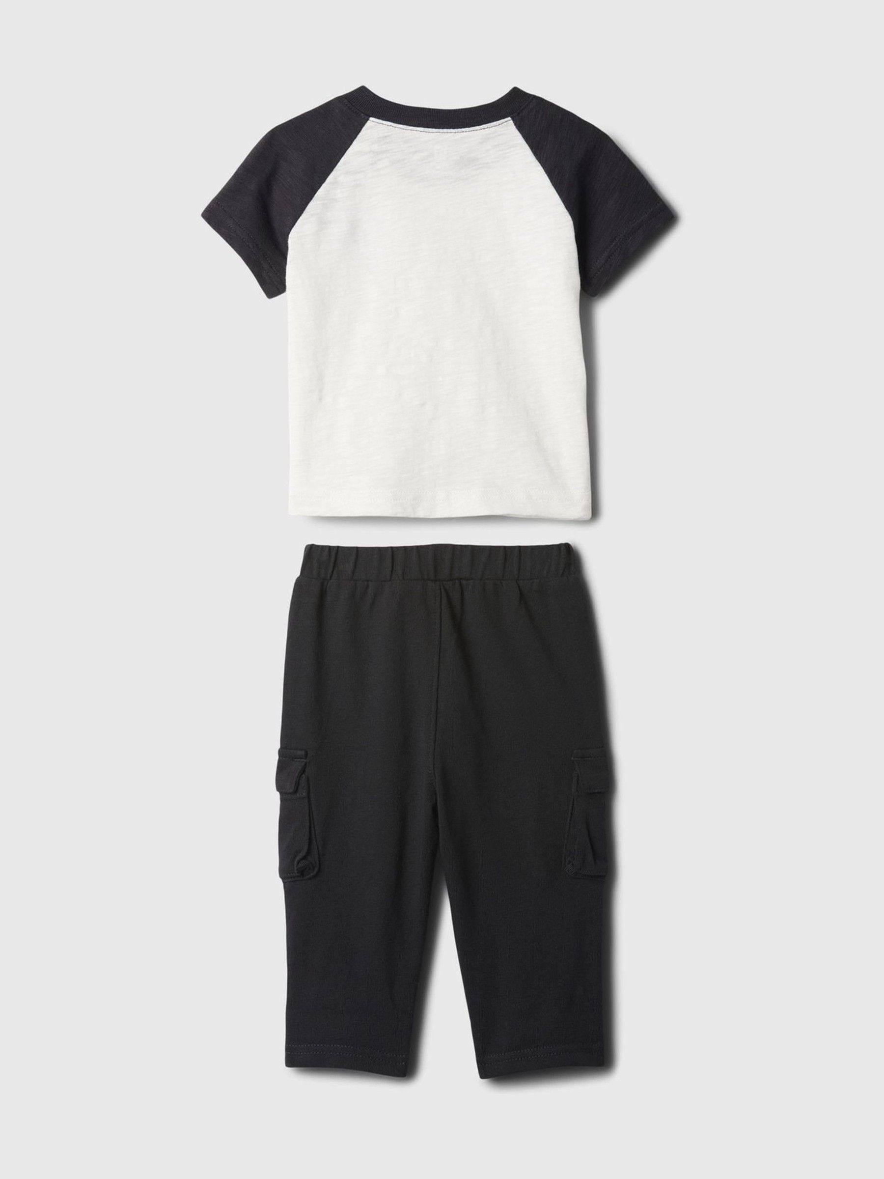 Black Brannan Bear Raglan Top and Cargo Trousers Baby Set (Newborn-24mths) - Image 2 of 3