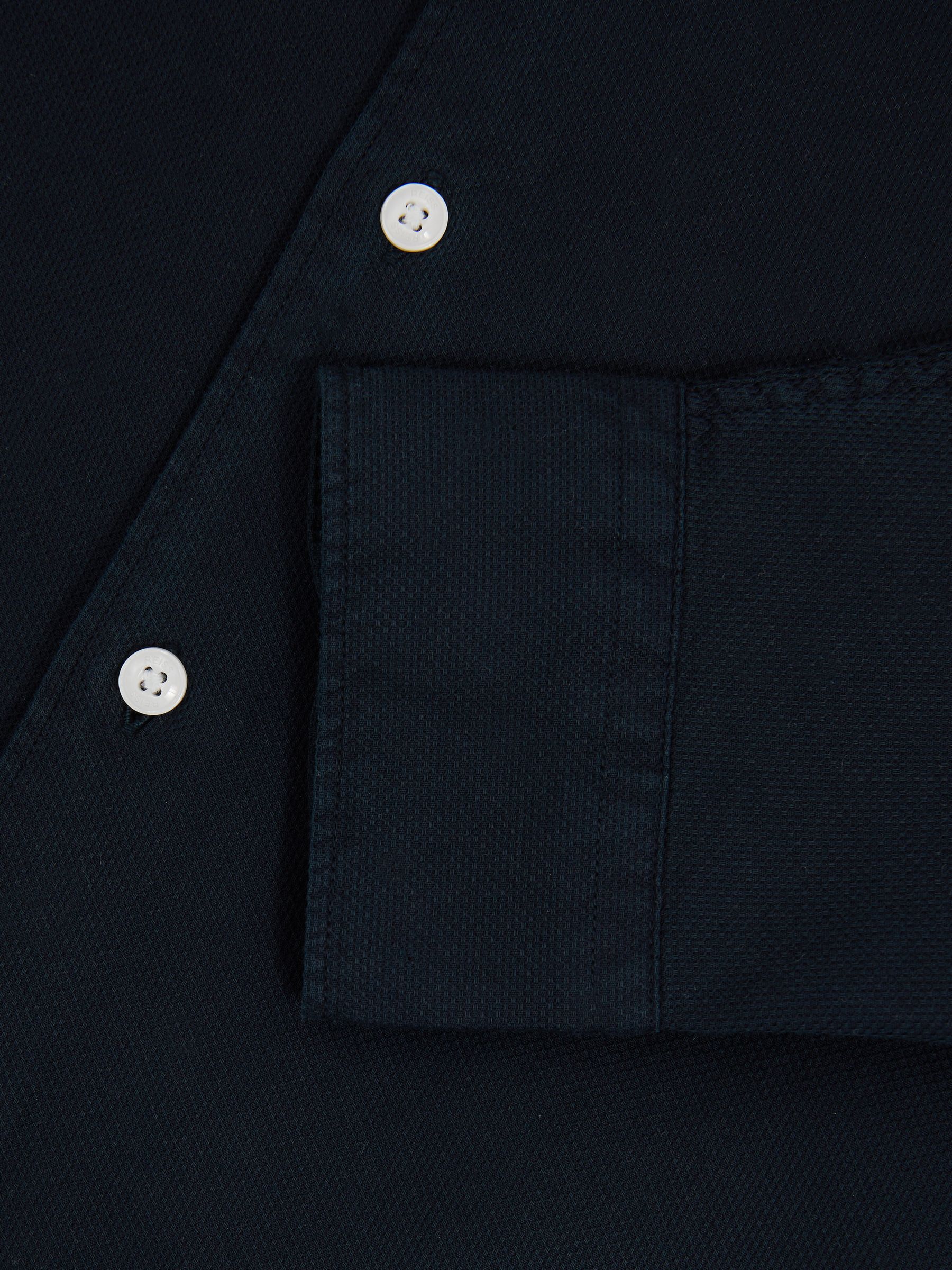 Textured Garment Dyed Button-Through Shirt in Indigo Blue - Image 5 of 5