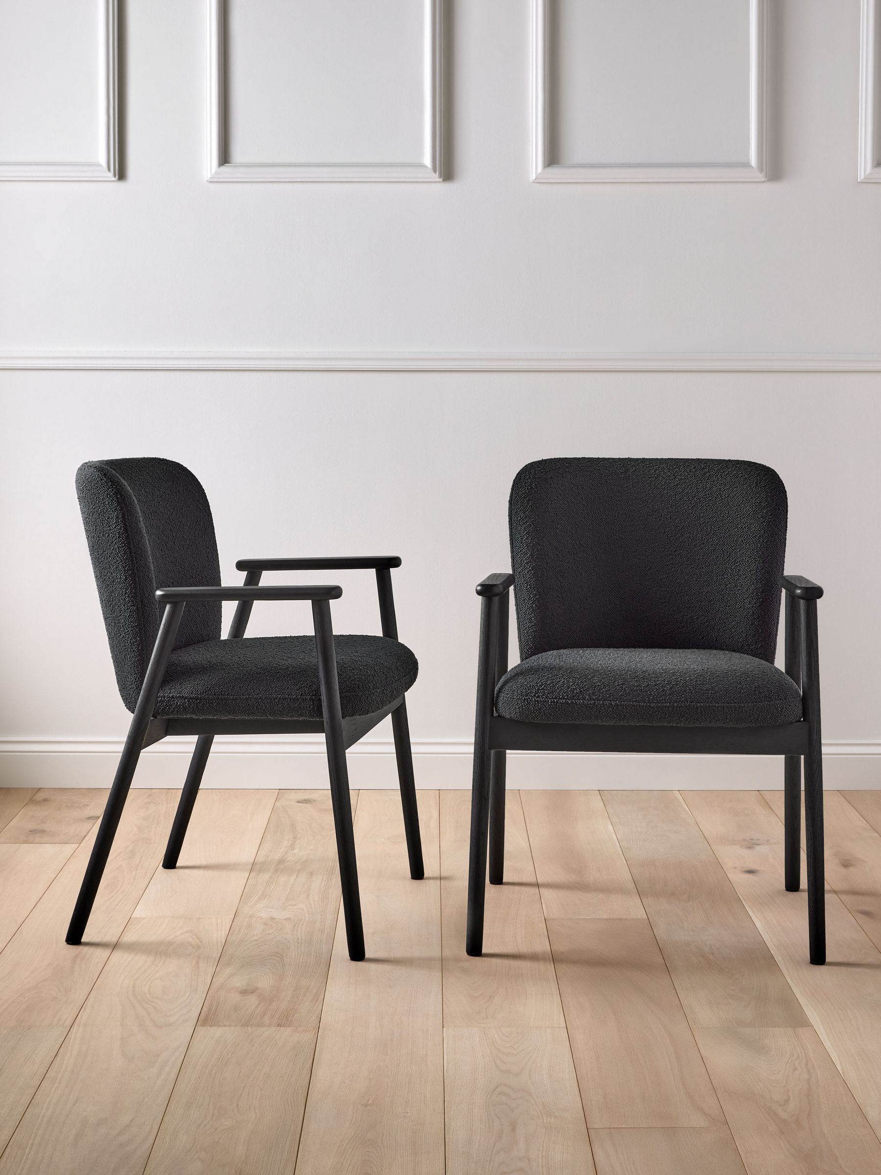 Jasper Conran London Set of 2 Soft Boucle Black Aden Dining Chairs - Image 1 of 6