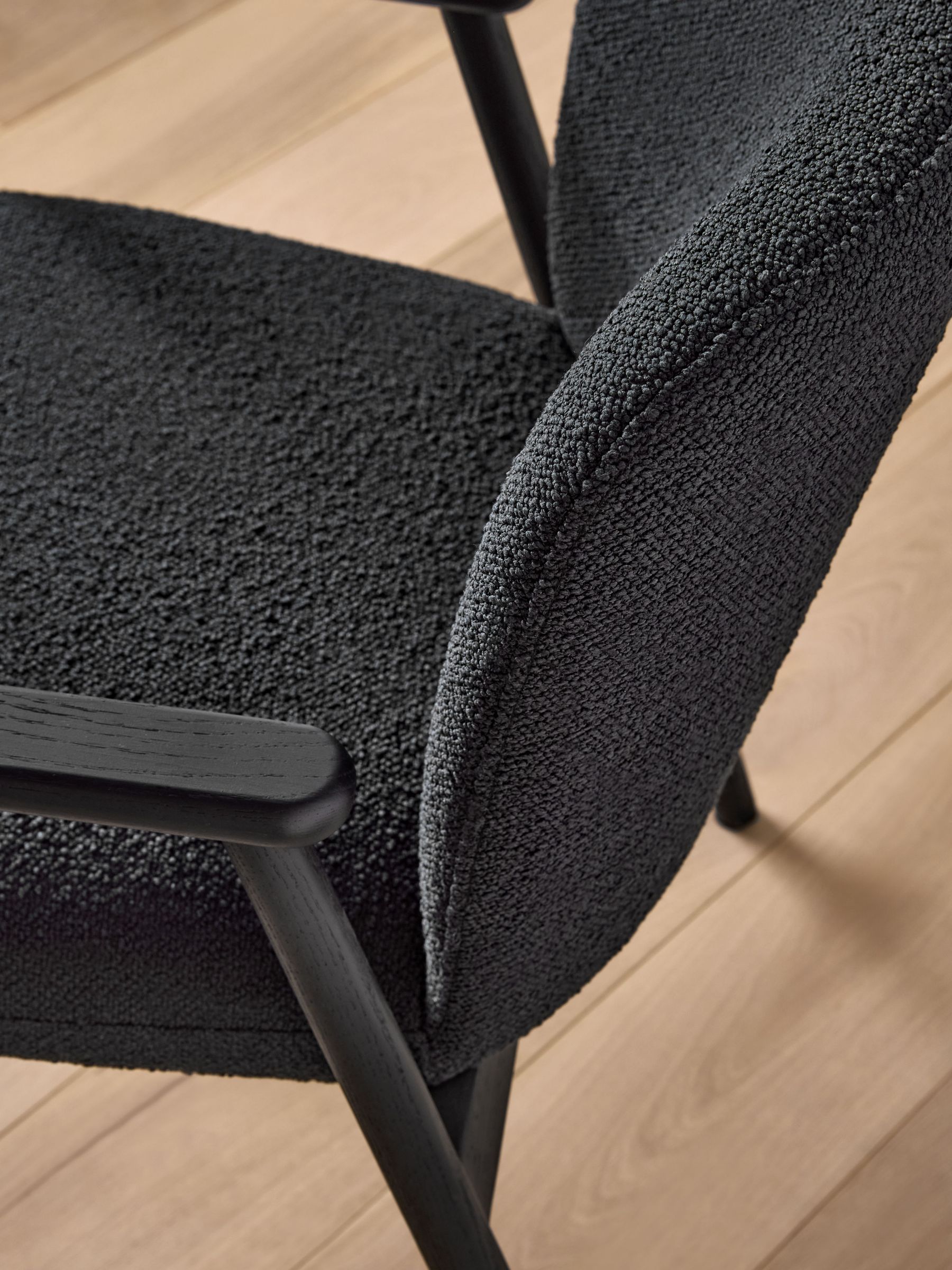 Jasper Conran London Set of 2 Soft Boucle Black Aden Dining Chairs - Image 2 of 6