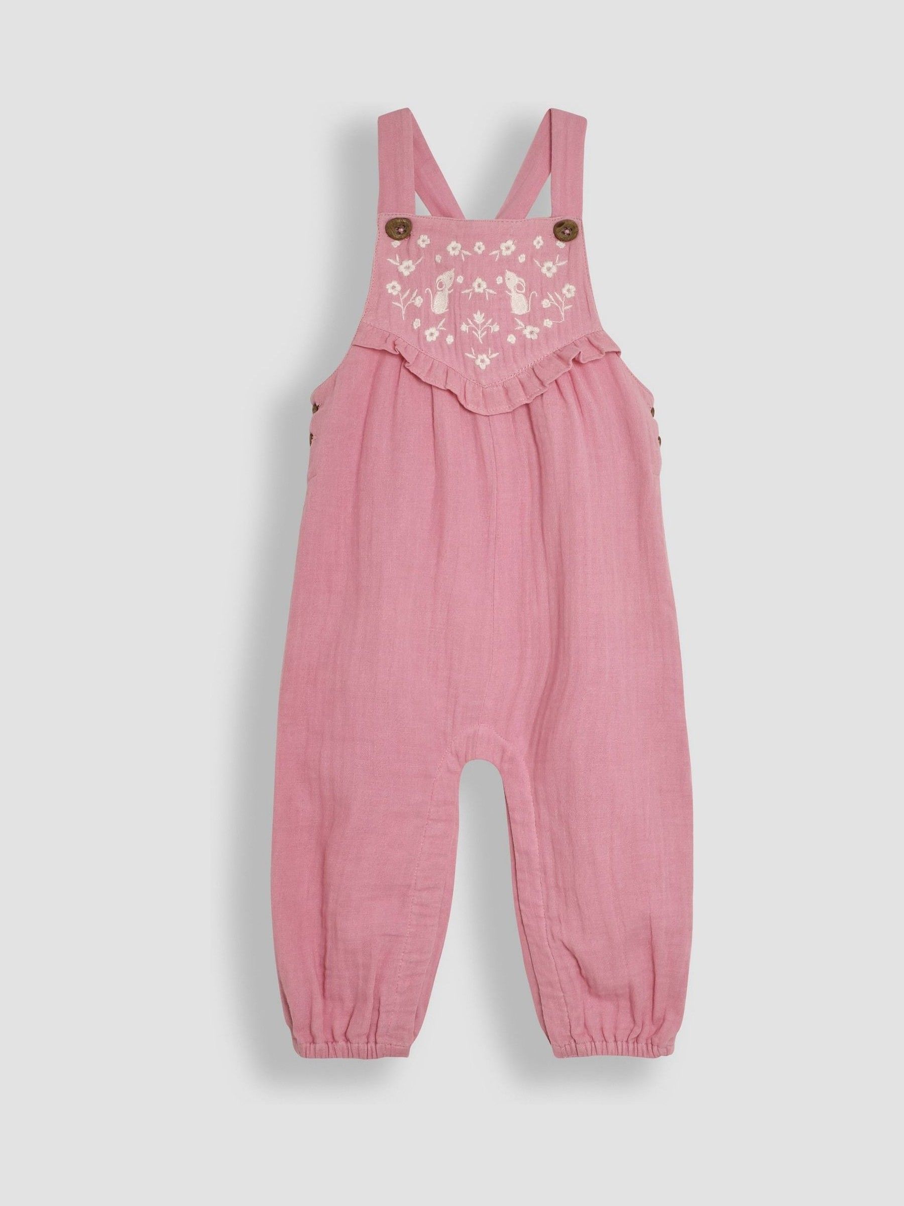 Pink Mouse Embroidered Cheesecloth Dungarees and Top Set - Image 5 of 6