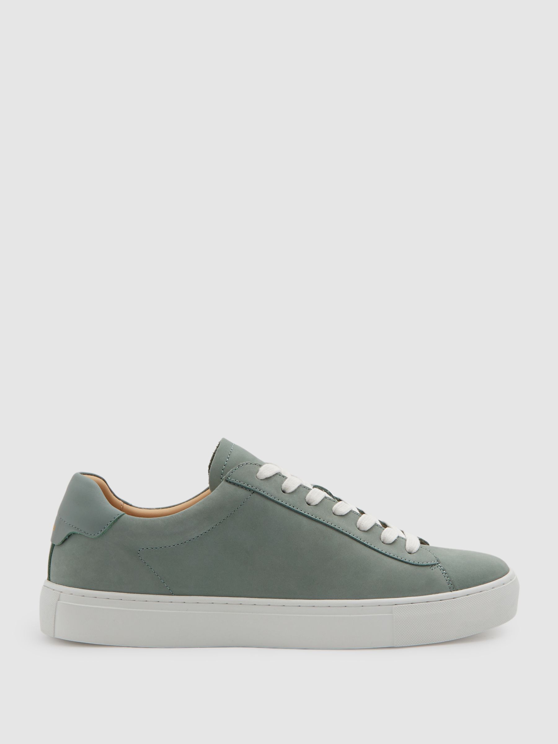 Nubuck Leather Low Top Trainers in Pistachio - Image 1 of 5