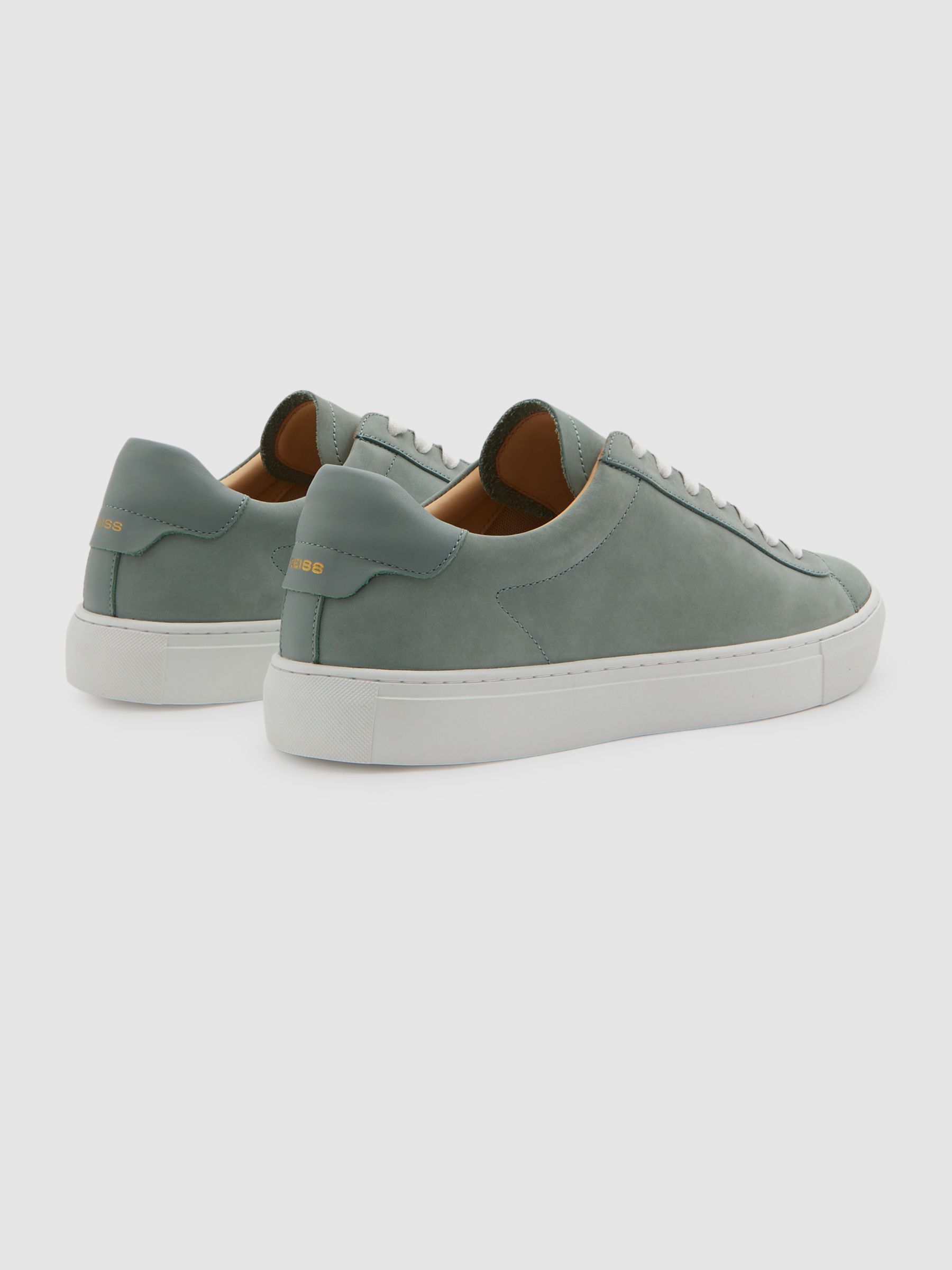 Nubuck Leather Low Top Trainers in Pistachio - Image 4 of 5