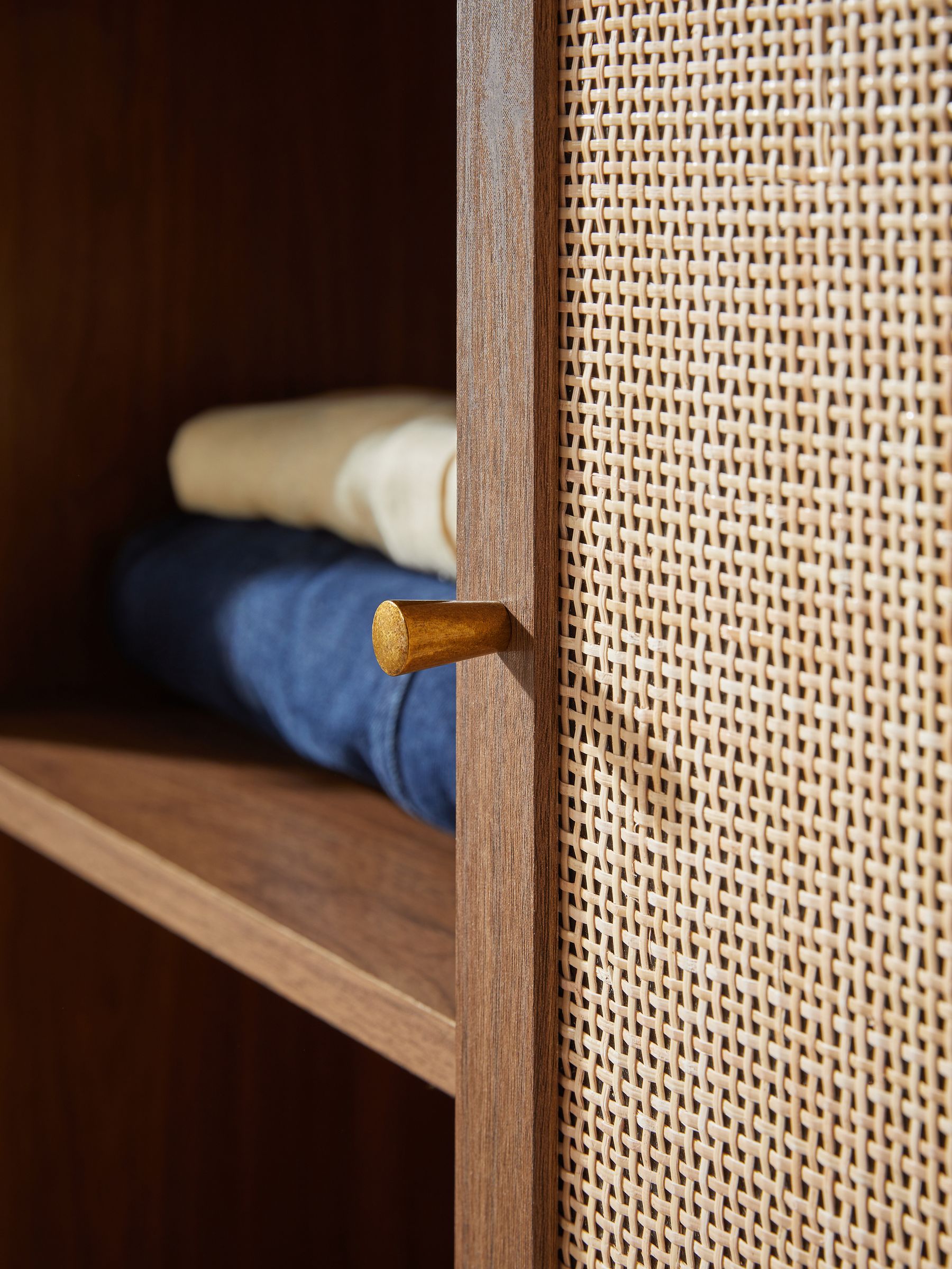 Pavia Rattan Triple Wardrobe in Dark Oak Effect - Image 2 of 5