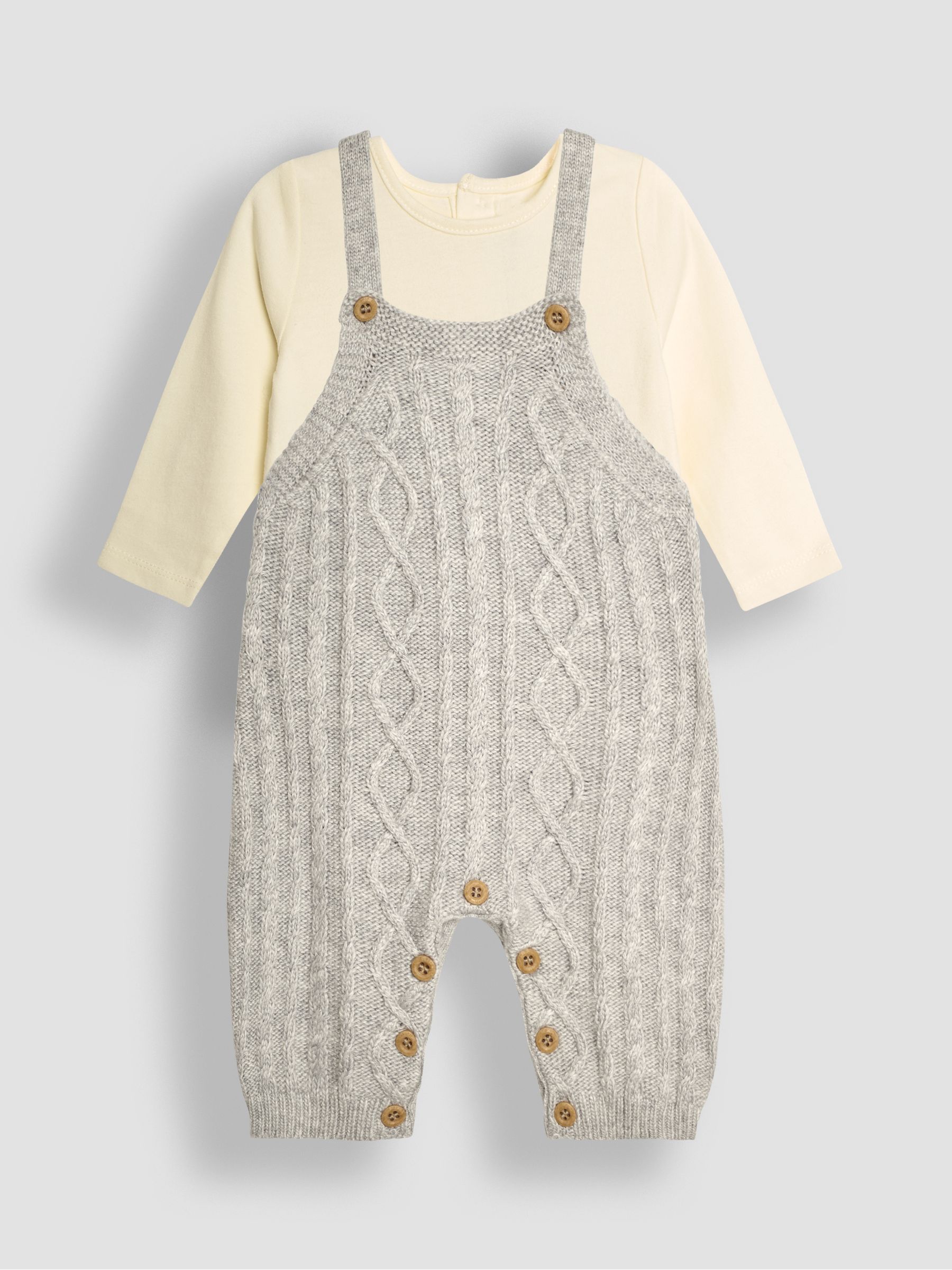 Grey Cable Knit Dungarees & Top Baby Set - Image 1 of 6