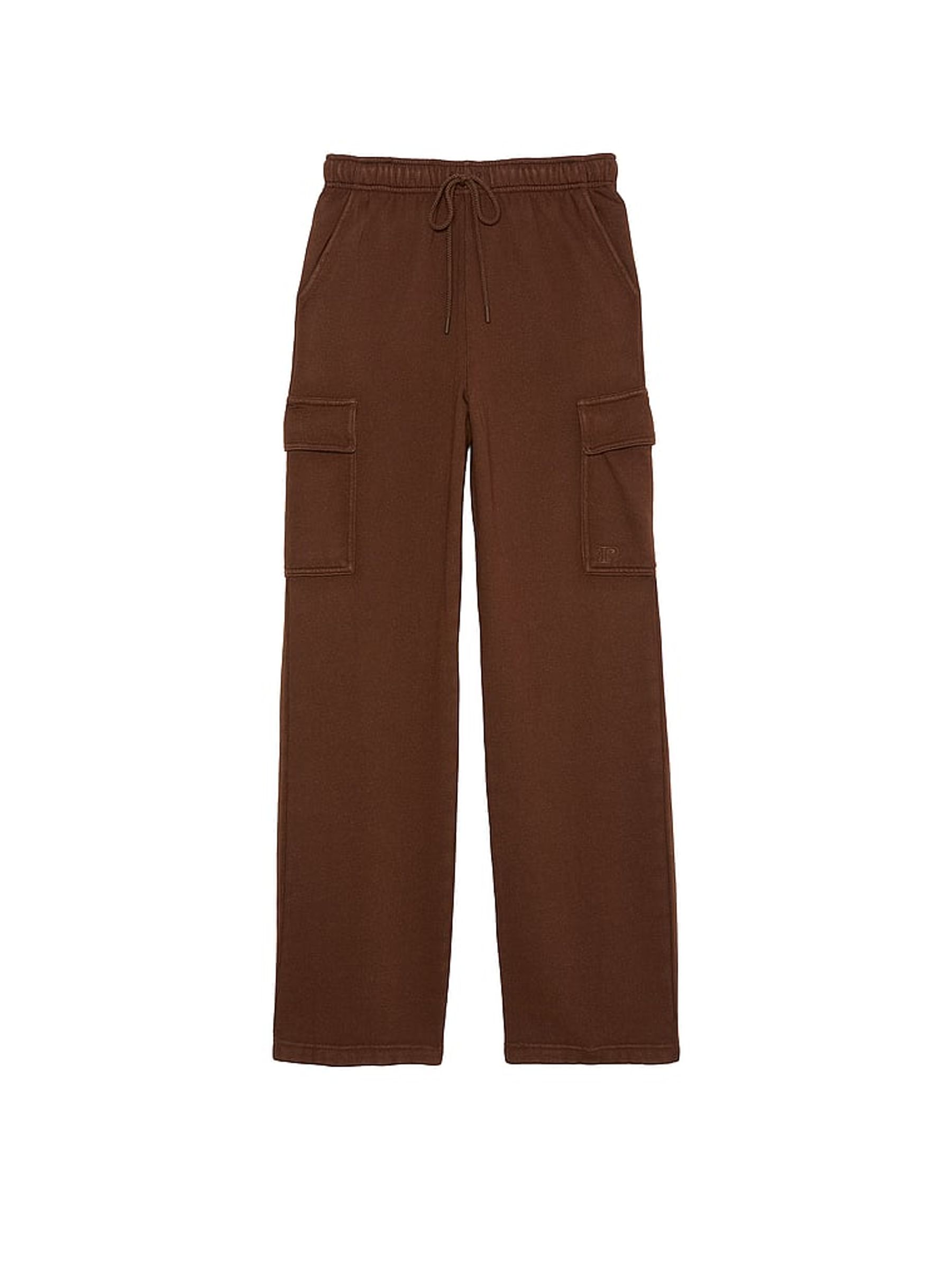 Ganache Brown Fleece Straight Leg Cargo Joggers - Image 3 of 3