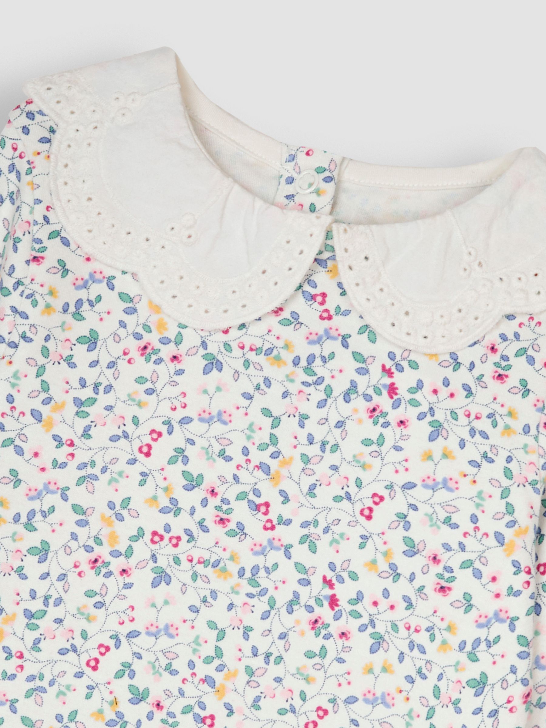 Cream Floral Broderie Collar Top - Image 3 of 3