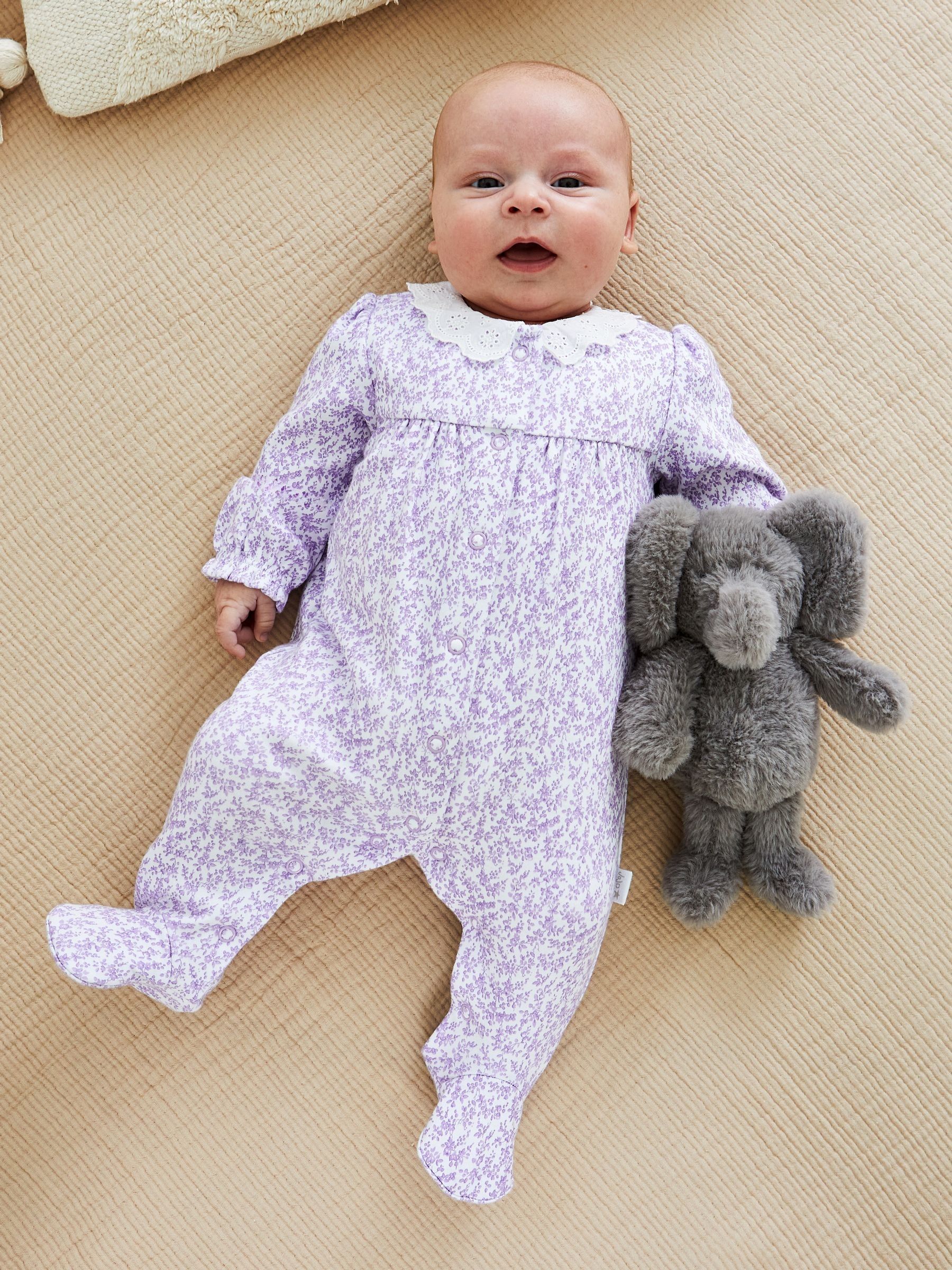 Lilac Pretty Floral Sleepsuit - Image 1 of 5