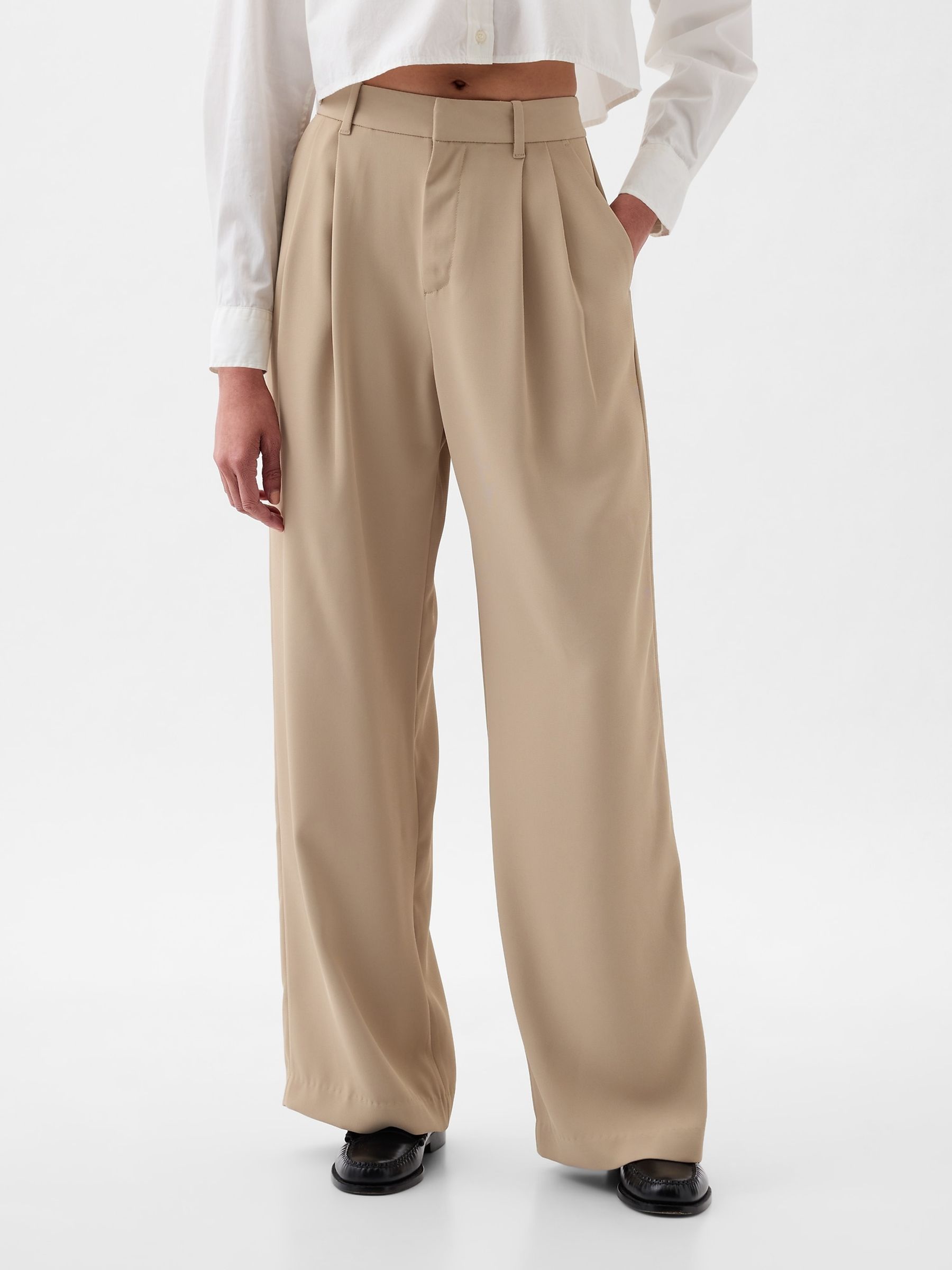 Beige 365 High Waisted Pleated Trousers - Image 1 of 5
