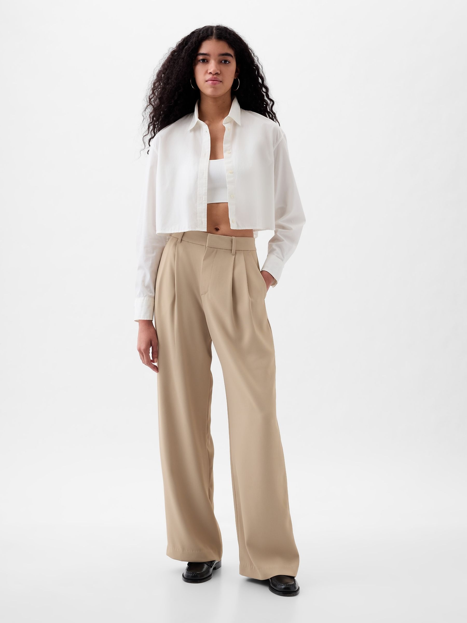 Beige 365 High Waisted Pleated Trousers - Image 3 of 5