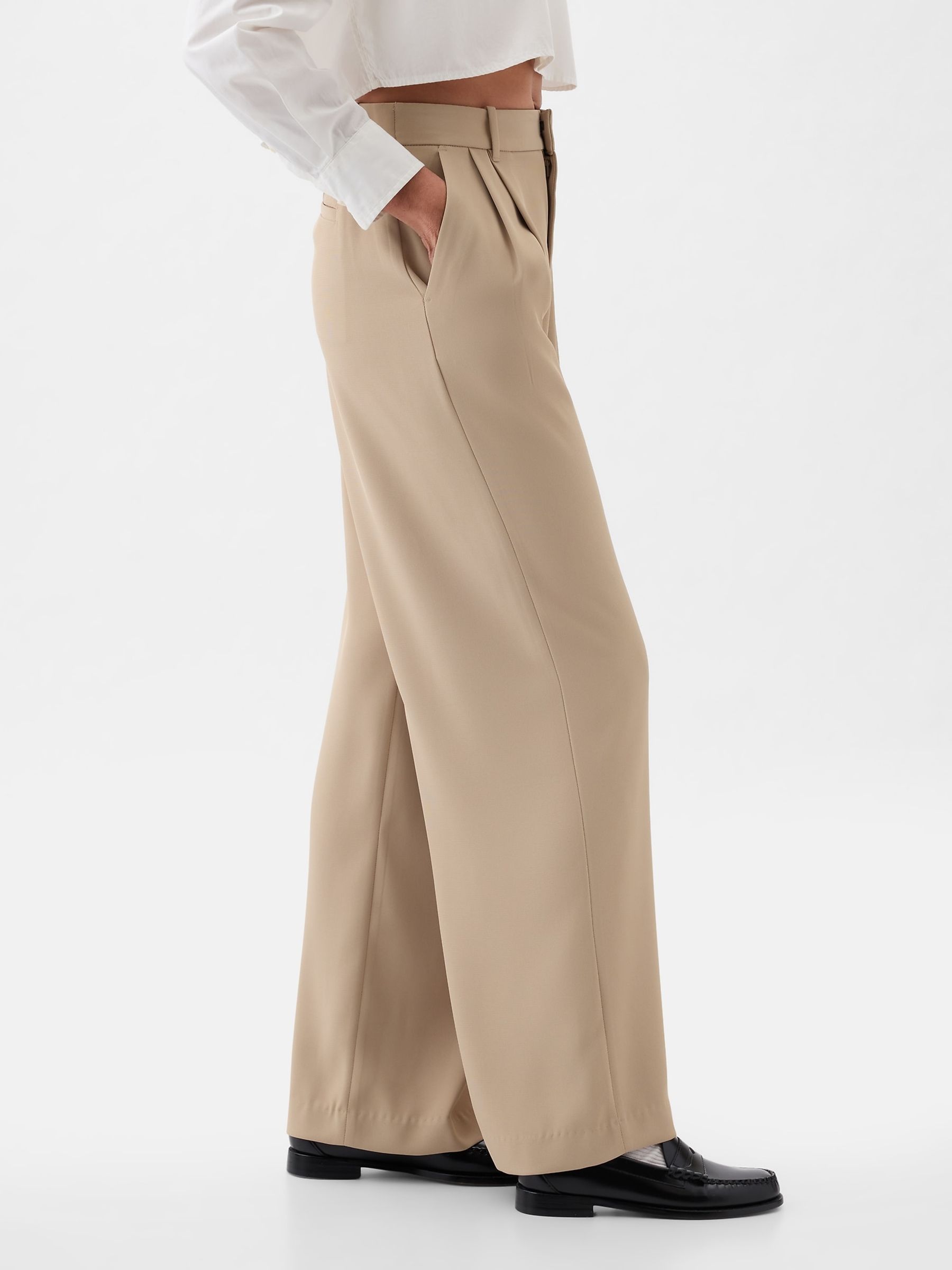 Beige 365 High Waisted Pleated Trousers - Image 4 of 5